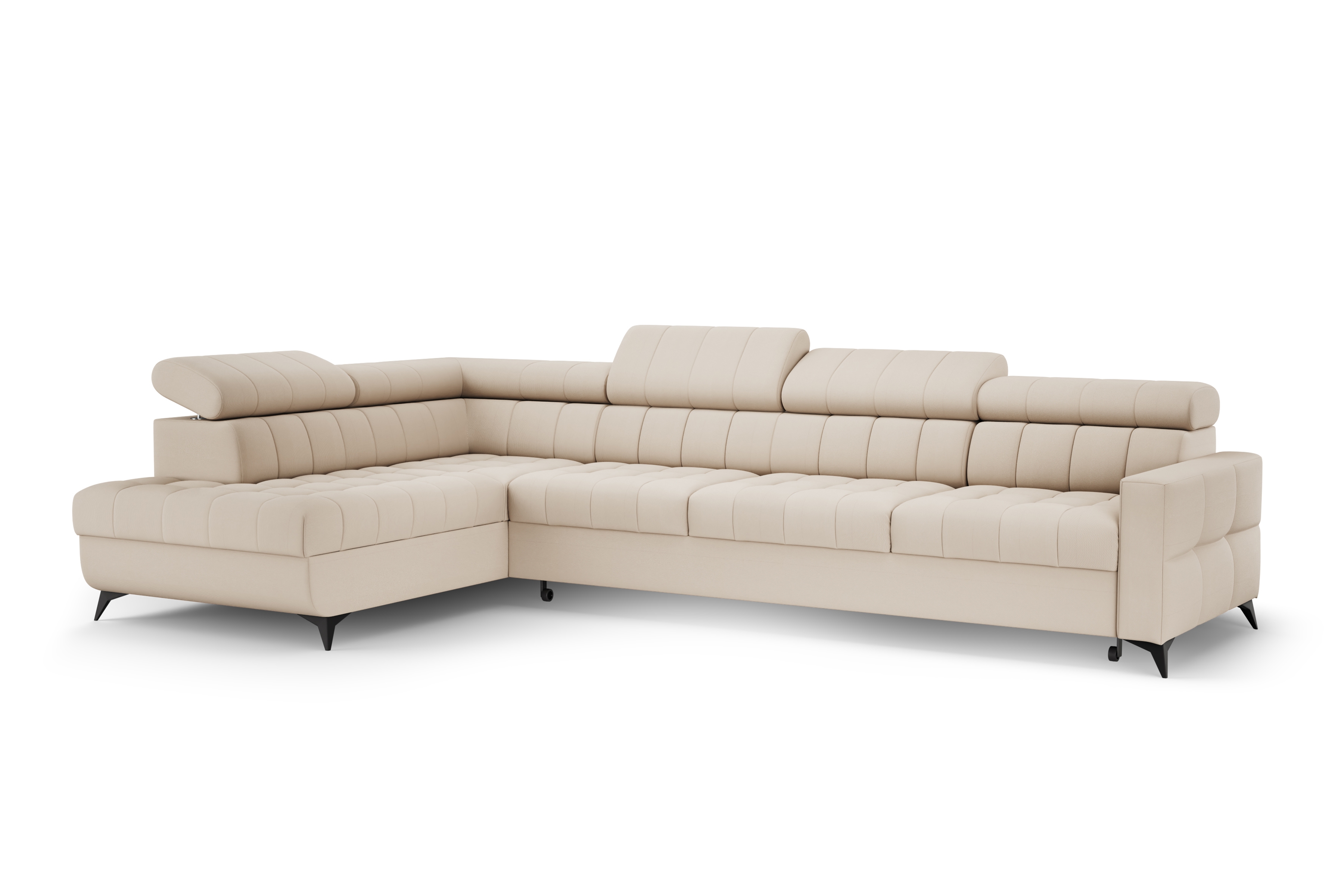 Rozkládací rohová sedací souprava Nardo Maxi levá - béžová Pretty 03 Rohová sedací souprava Nardo Maxi rozkládací levá - béžová plusz Pretty 03 