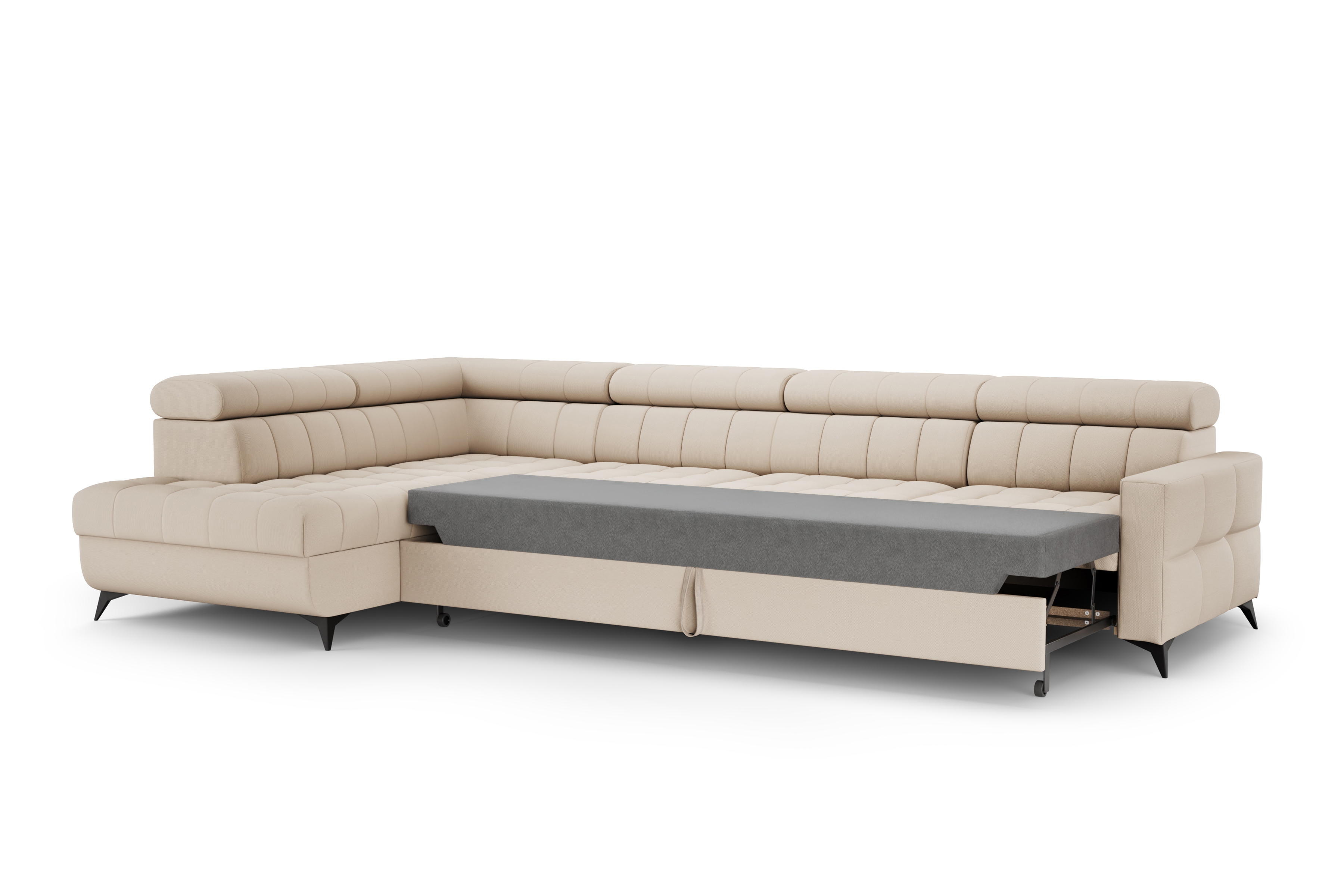 Rozkládací rohová sedací souprava Nardo Maxi levá - béžová Pretty 03 Rohová sedací souprava Nardo Maxi rozkládací levá - béžová plusz Pretty 03 