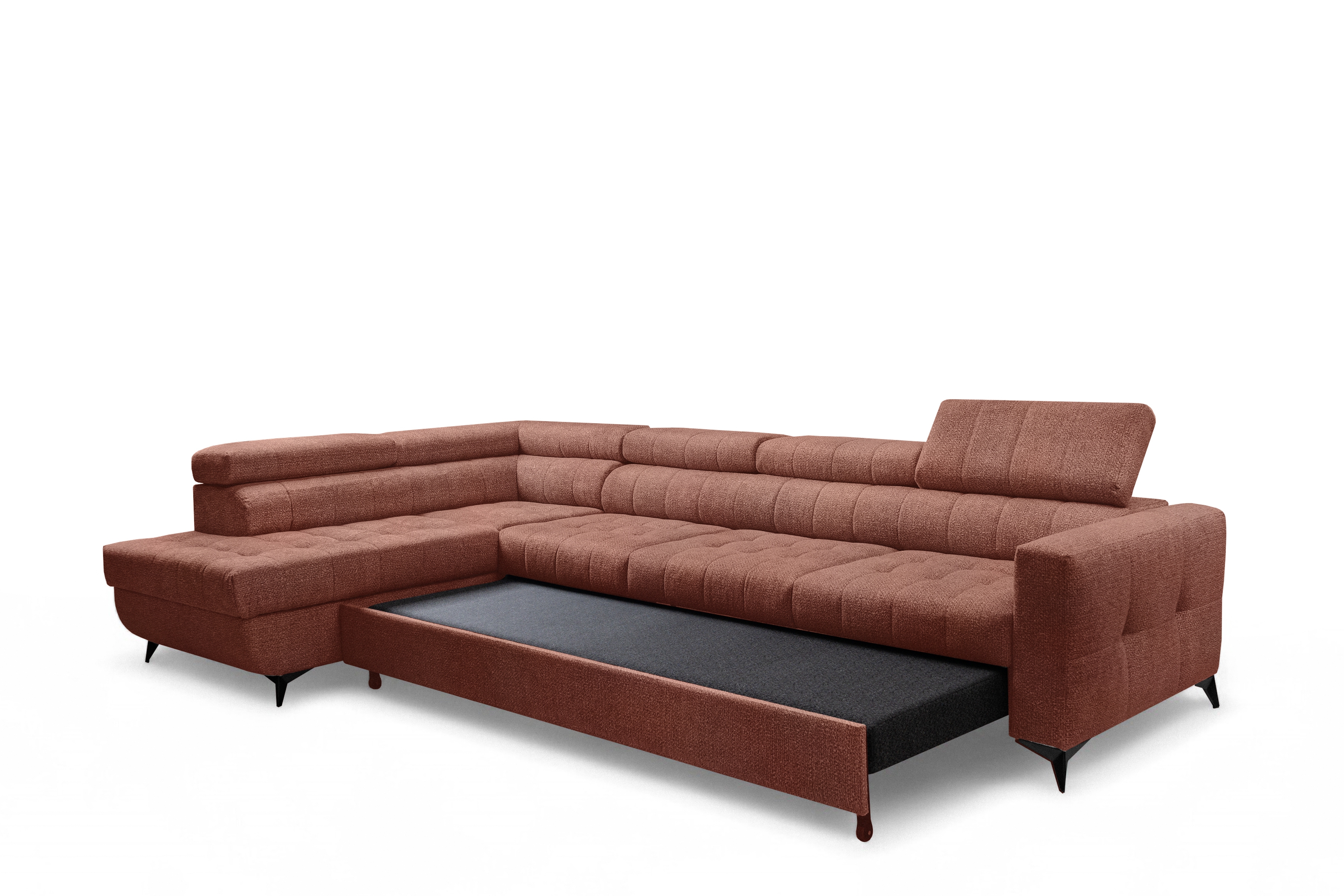 Rozkládací rohová sedací souprava Nardo Maxi levá - hnědá Taro 57 Rohová sedací souprava Nardo Maxi rozkládací levá - hnědá šenil latwoczyszczacy Taro 57