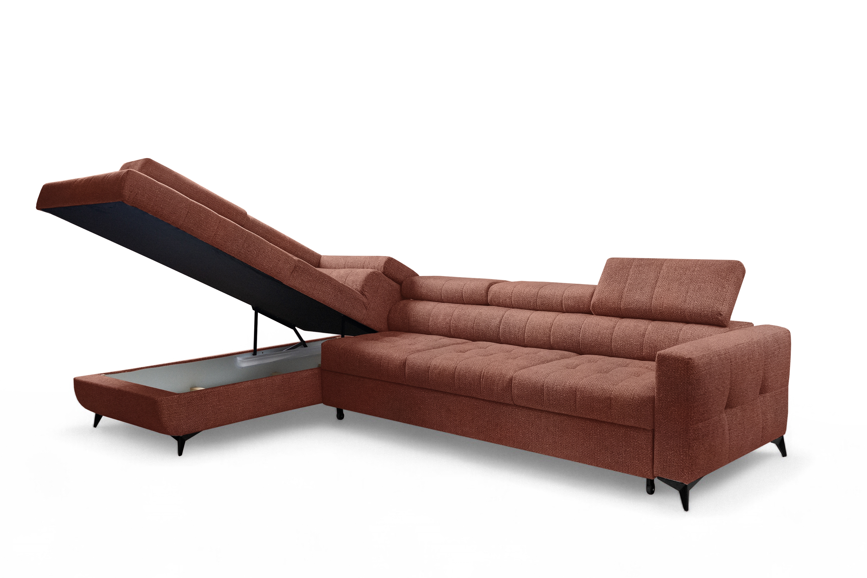 Rozkládací rohová sedací souprava Nardo Maxi levá - hnědá Taro 57 Rohová sedací souprava Nardo Maxi rozkládací levá - hnědá šenil latwoczyszczacy Taro 57