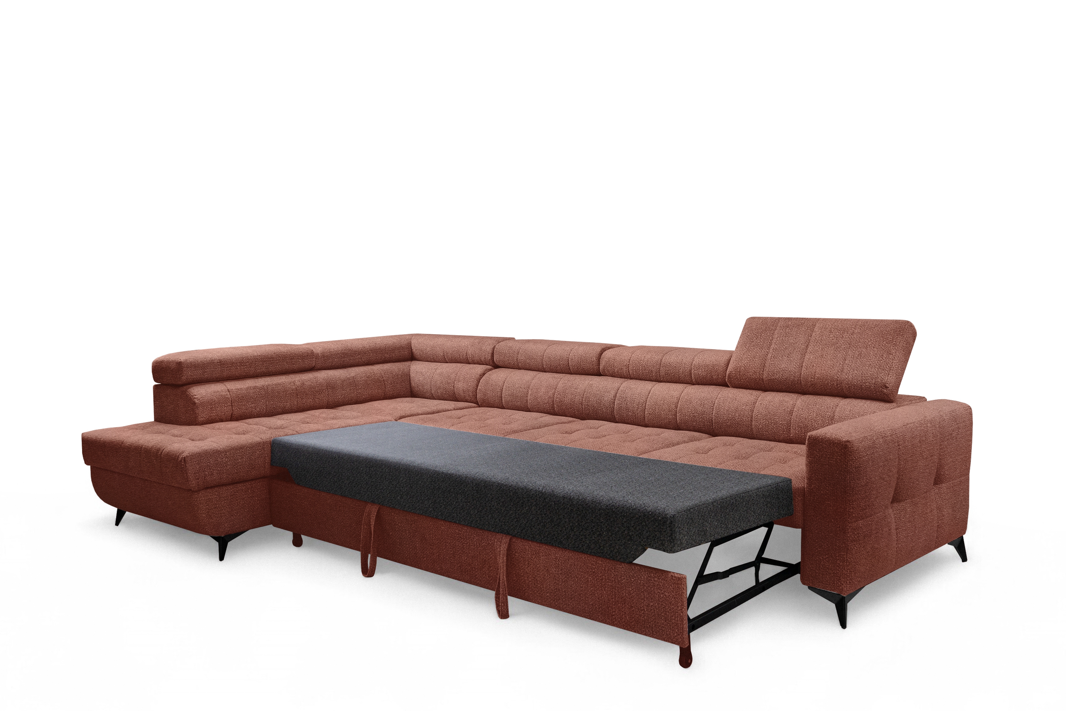 Rozkládací rohová sedací souprava Nardo Maxi levá - hnědá Taro 57 Rohová sedací souprava Nardo Maxi rozkládací levá - hnědá šenil latwoczyszczacy Taro 57