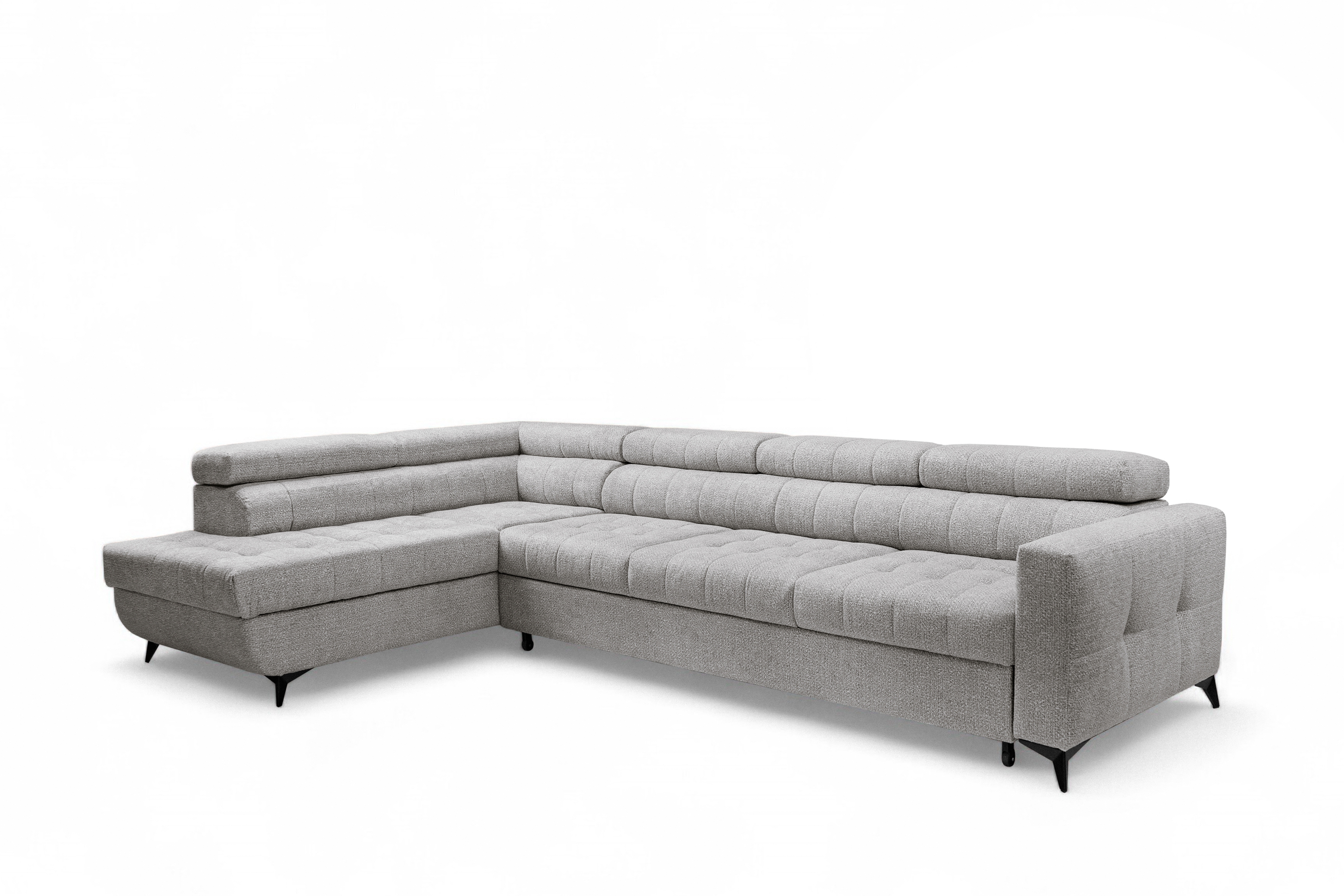 Rozkládací rohová sedací souprava Nardo Maxi levá - šedá Taro 11 Rohová sedací souprava Nardo Maxi rozkládací levá - šedá šenil latwoczyszczacy Taro 11