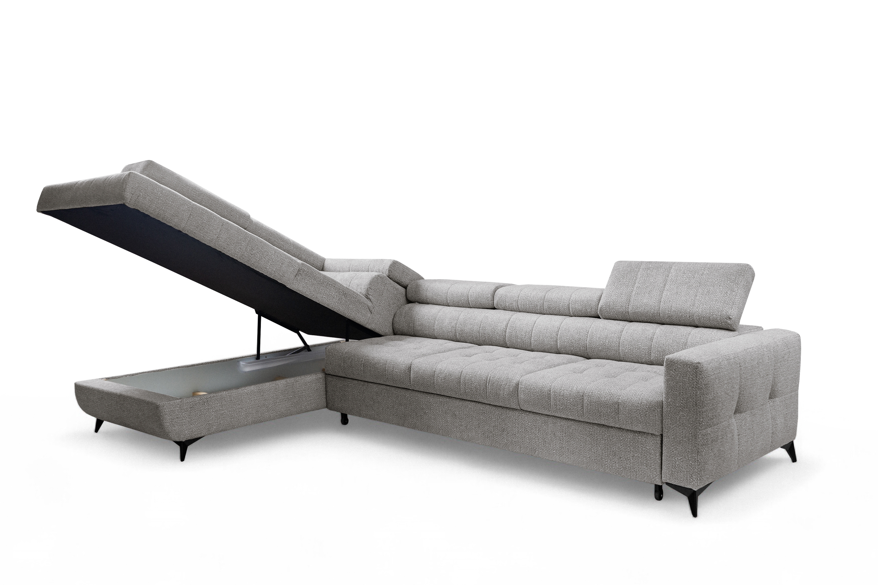 Rozkládací rohová sedací souprava Nardo Maxi levá - šedá Taro 11 Rohová sedací souprava Nardo Maxi rozkládací levá - šedá šenil latwoczyszczacy Taro 11