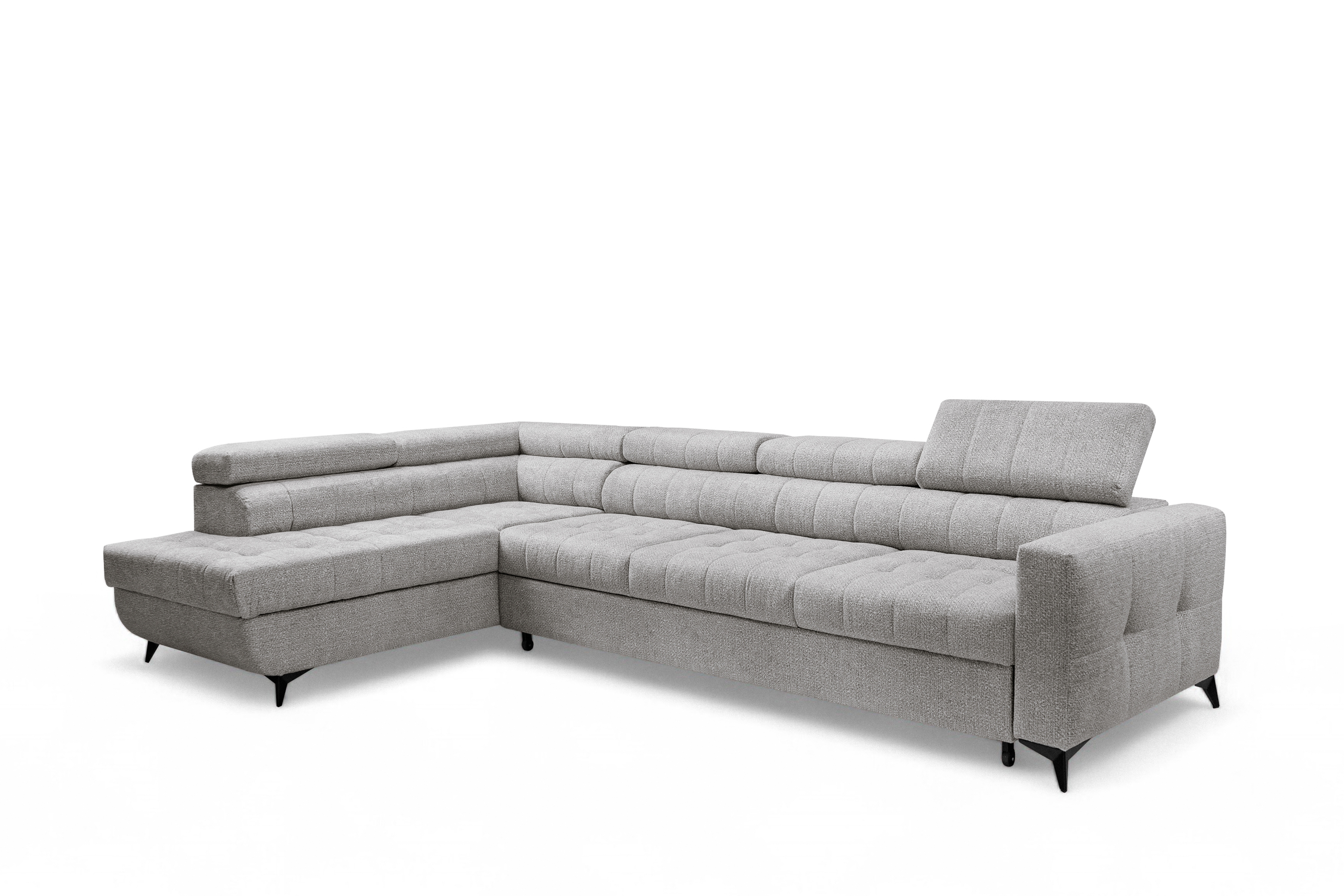 Rozkládací rohová sedací souprava Nardo Maxi levá - šedá Taro 11 Rohová sedací souprava Nardo Maxi rozkládací levá - šedá šenil latwoczyszczacy Taro 11