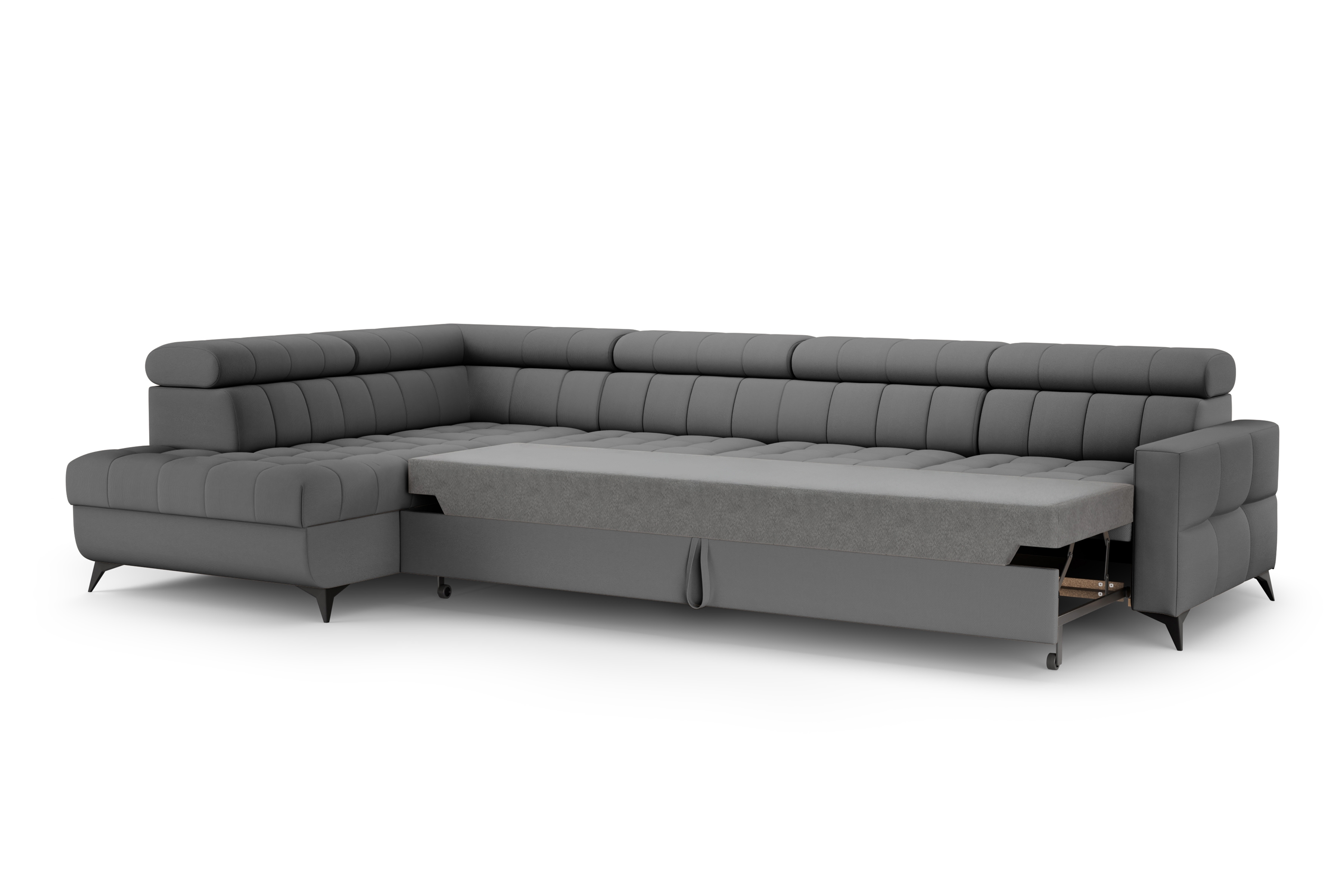 Rozkládací rohová sedací souprava Nardo Maxi levá - šedá Pretty 17 Rohová sedací souprava Nardo Maxi rozkládací levá - šedá plusz Pretty 17