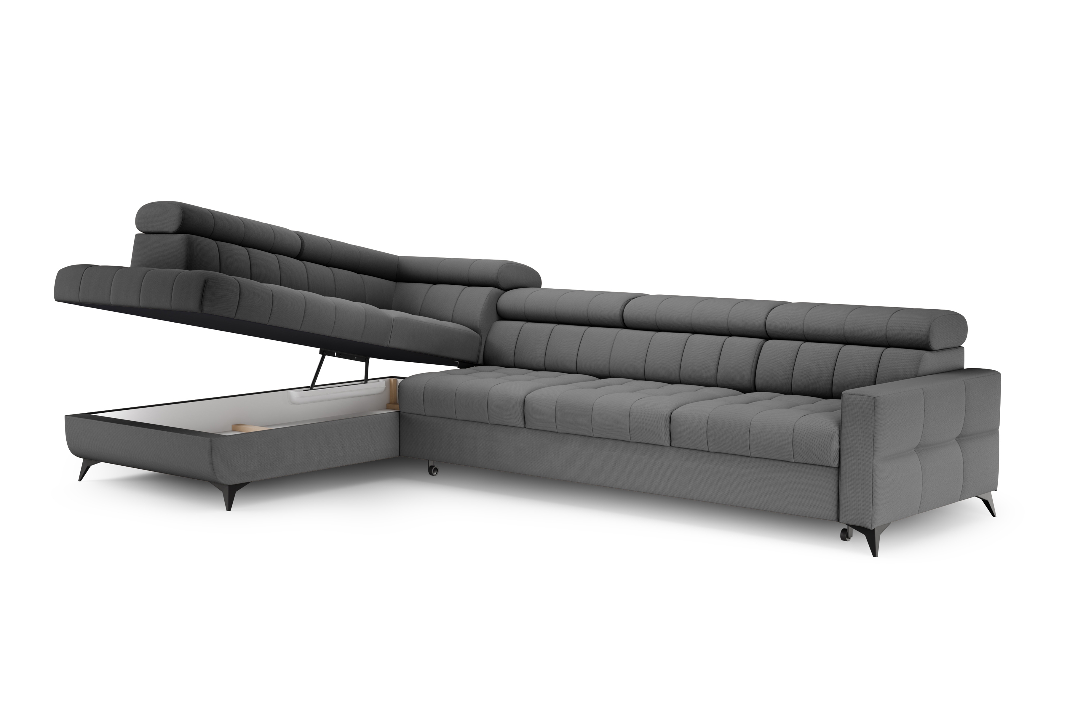 Rozkládací rohová sedací souprava Nardo Maxi levá - šedá Pretty 17 Rohová sedací souprava Nardo Maxi rozkládací levá - šedá plusz Pretty 17