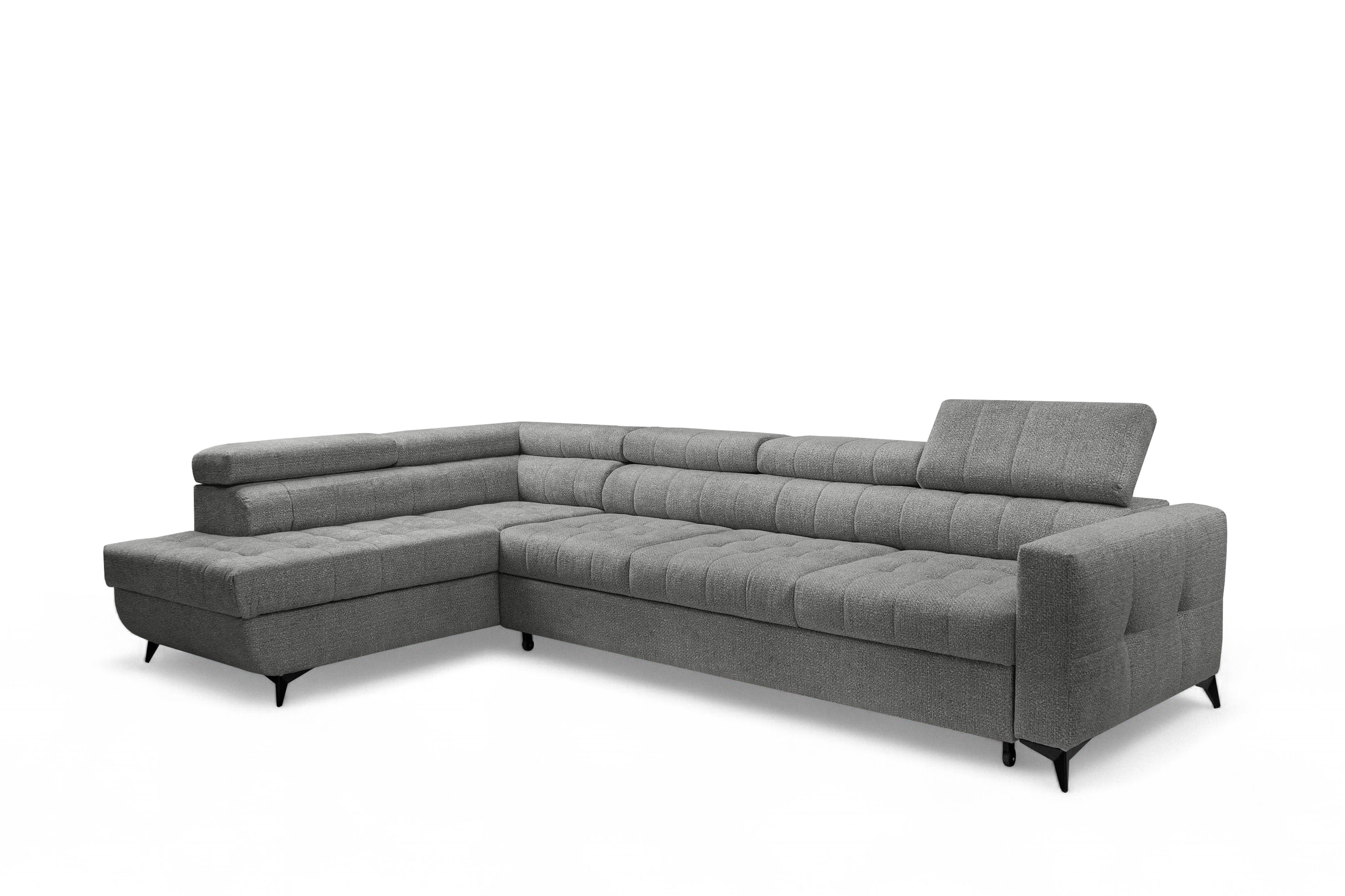 Rozkládací rohová sedací souprava Nardo Maxi levá - šedá Taro 97 Rohová sedací souprava Nardo Maxi rozkládací levá - šedá šenil latwoczyszczacy Taro 97 