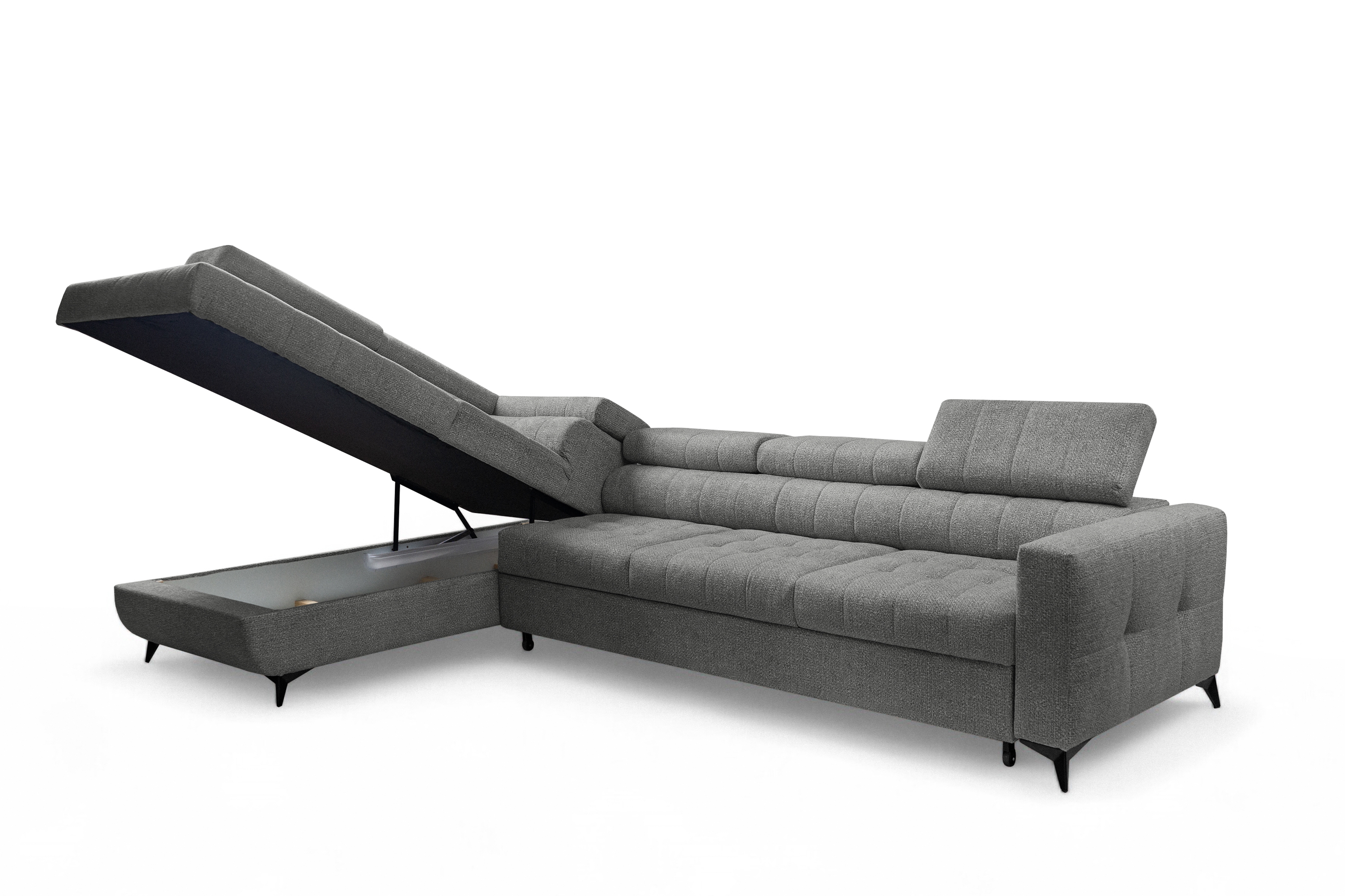 Rozkládací rohová sedací souprava Nardo Maxi levá - šedá Taro 97 Rohová sedací souprava Nardo Maxi rozkládací levá - šedá šenil latwoczyszczacy Taro 97 