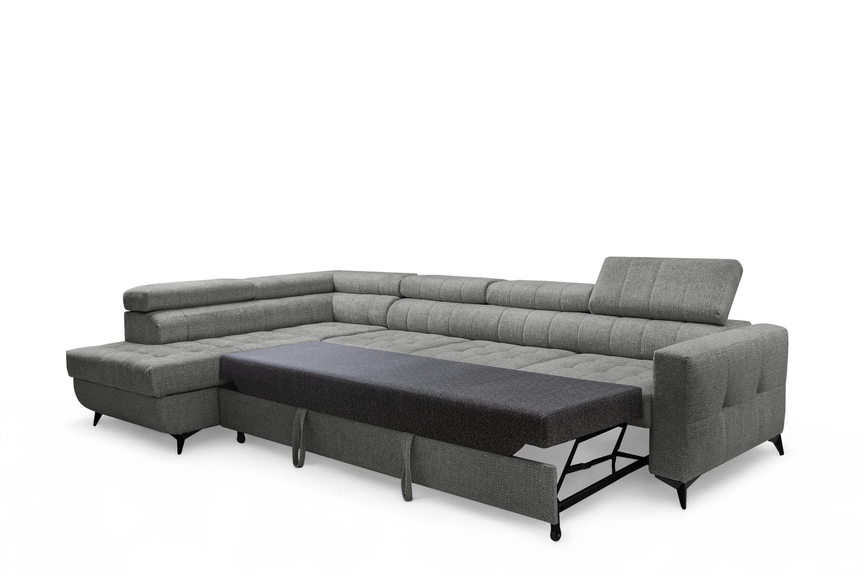 Rozkládací rohová sedací souprava Nardo Maxi levá - šedá Taro 97 Rohová sedací souprava Nardo Maxi rozkládací levá - šedá šenil latwoczyszczacy Taro 97 