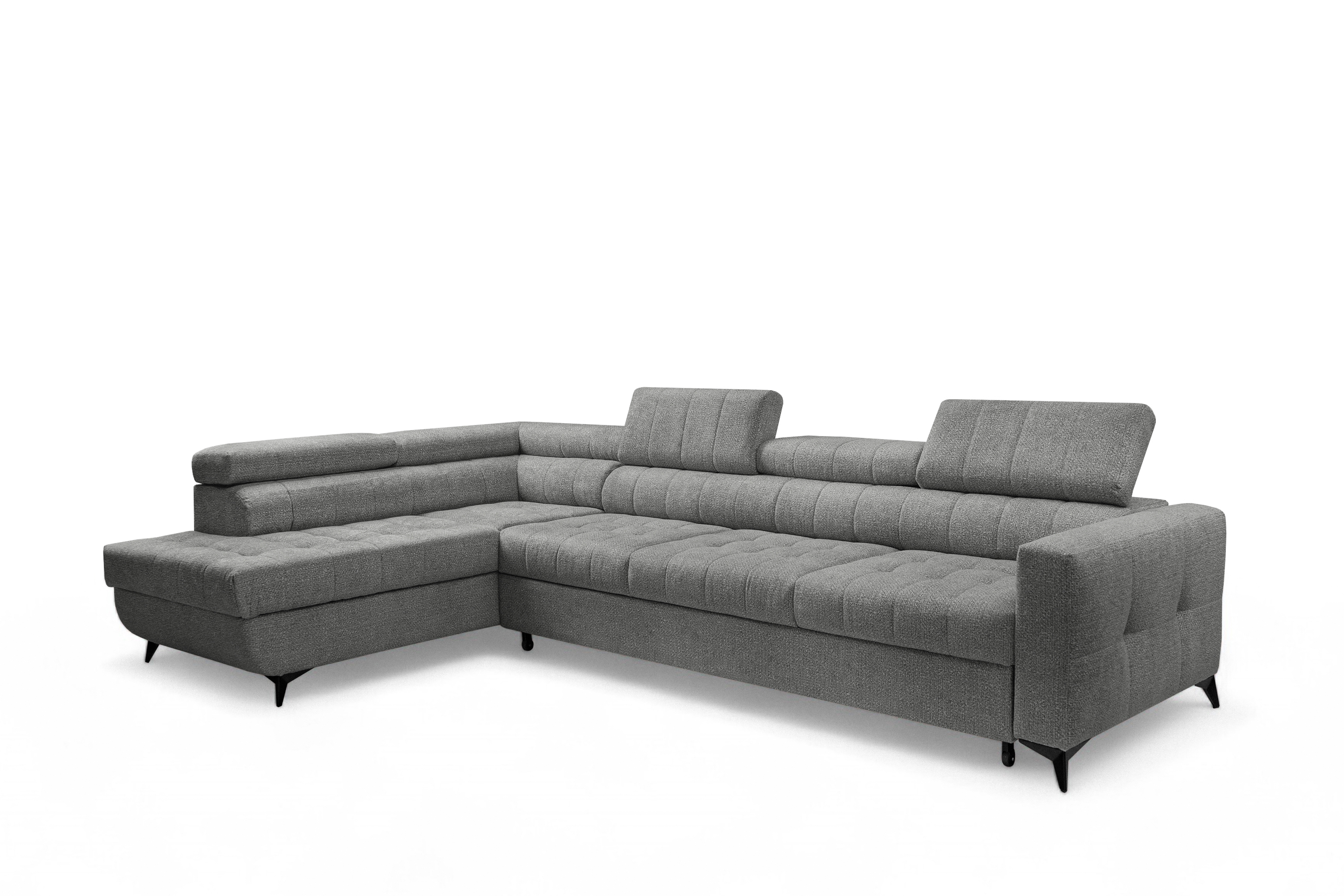 Rozkládací rohová sedací souprava Nardo Maxi levá - šedá Taro 97 Rohová sedací souprava Nardo Maxi rozkládací levá - šedá šenil latwoczyszczacy Taro 97 