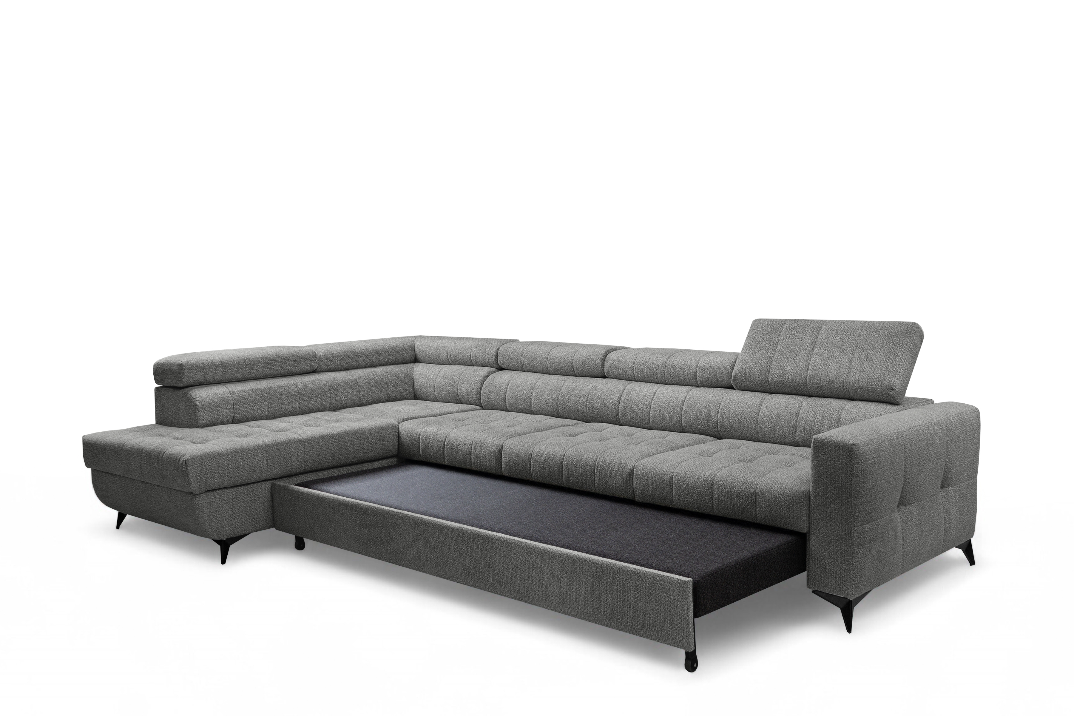 Rozkládací rohová sedací souprava Nardo Maxi levá - šedá Taro 97 Rohová sedací souprava Nardo Maxi rozkládací levá - šedá šenil latwoczyszczacy Taro 97 