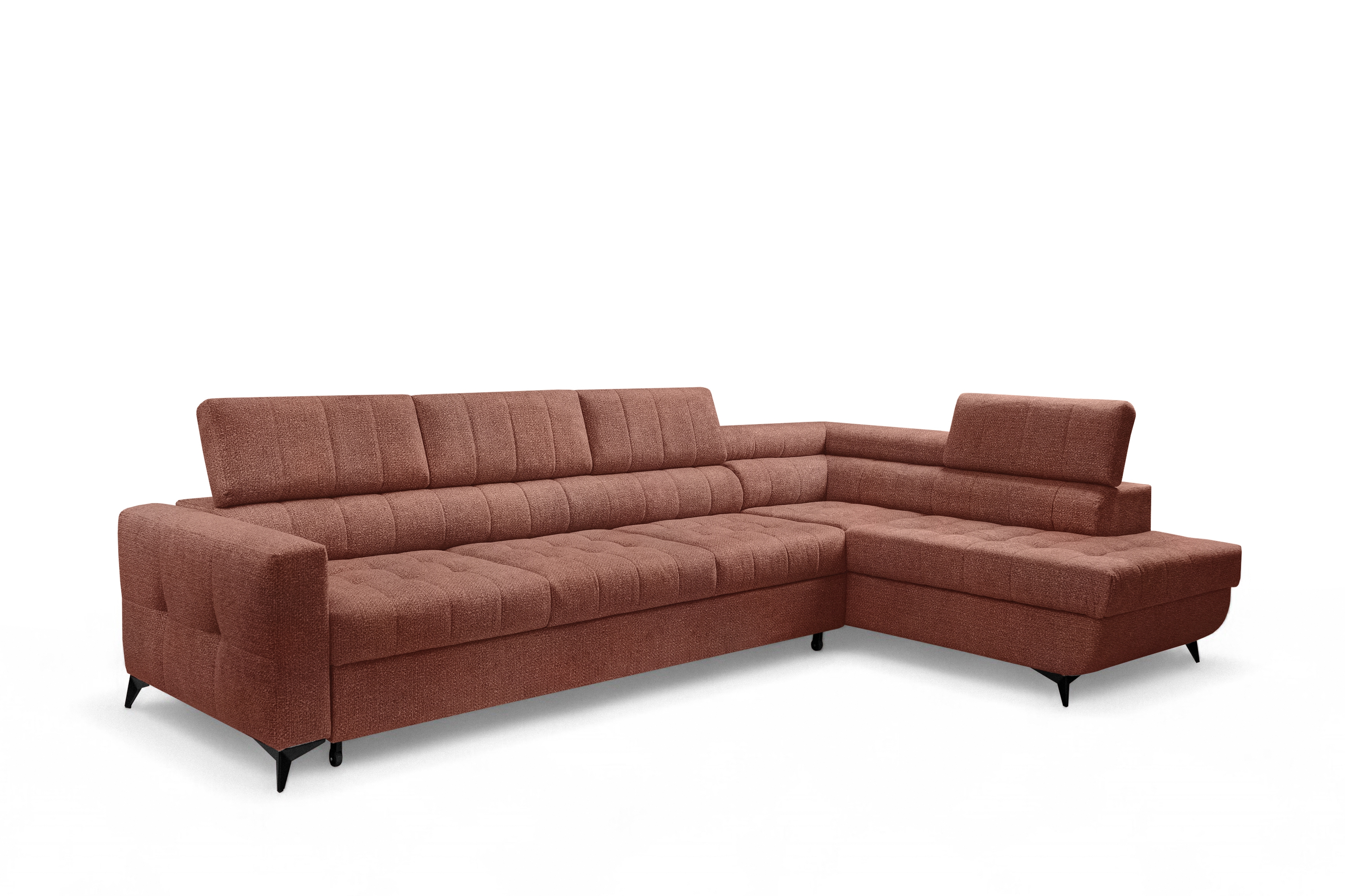 Rozkládací rohová sedací souprava Nardo Maxi pravá - hnědá Taro 57 Rohová sedací souprava Nardo Maxi rozkládací pravá - hnědá šenil latwoczyszczacy Taro 57 