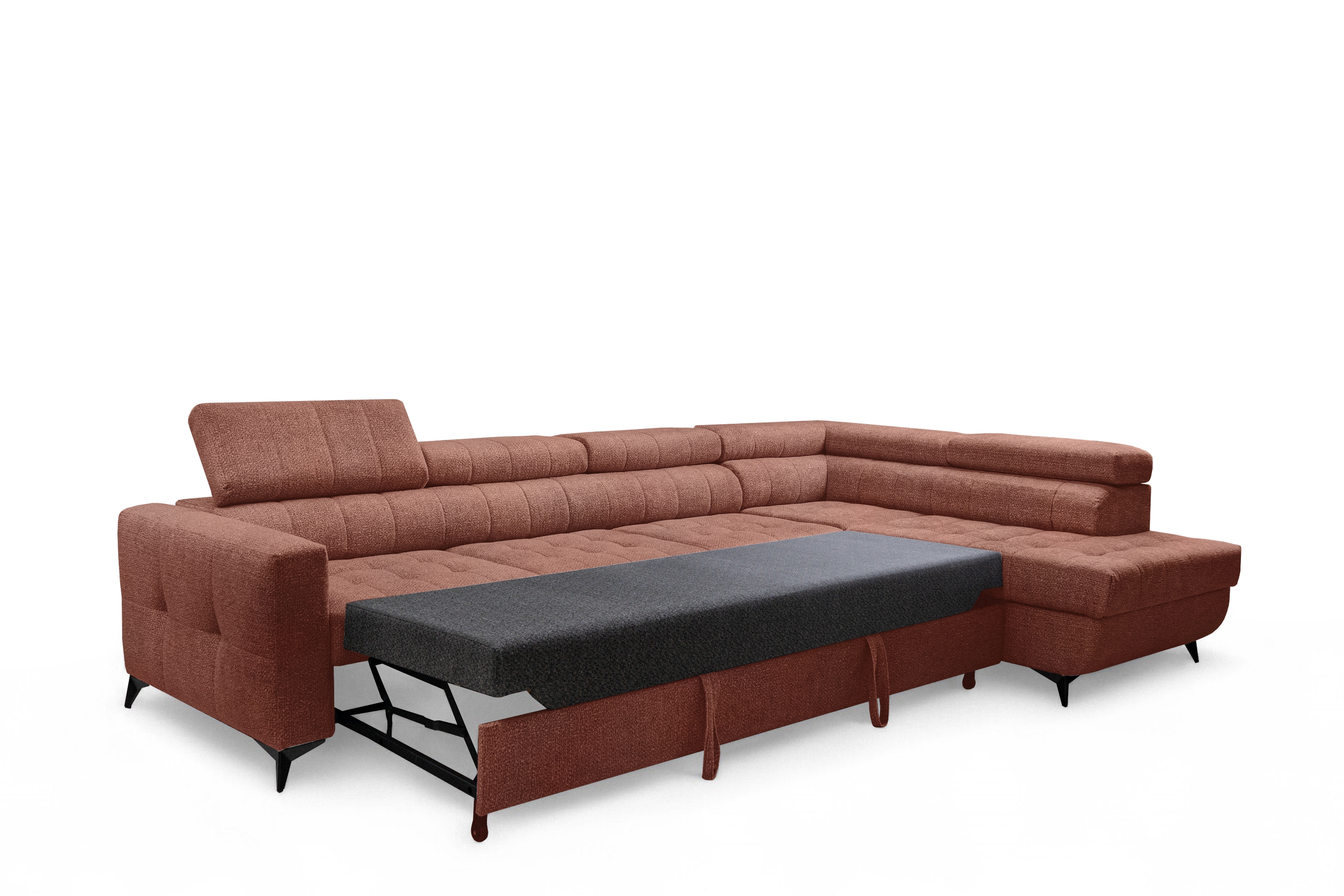 Rozkládací rohová sedací souprava Nardo Maxi pravá - hnědá Taro 57 Rohová sedací souprava Nardo Maxi rozkládací pravá - hnědá šenil latwoczyszczacy Taro 57 