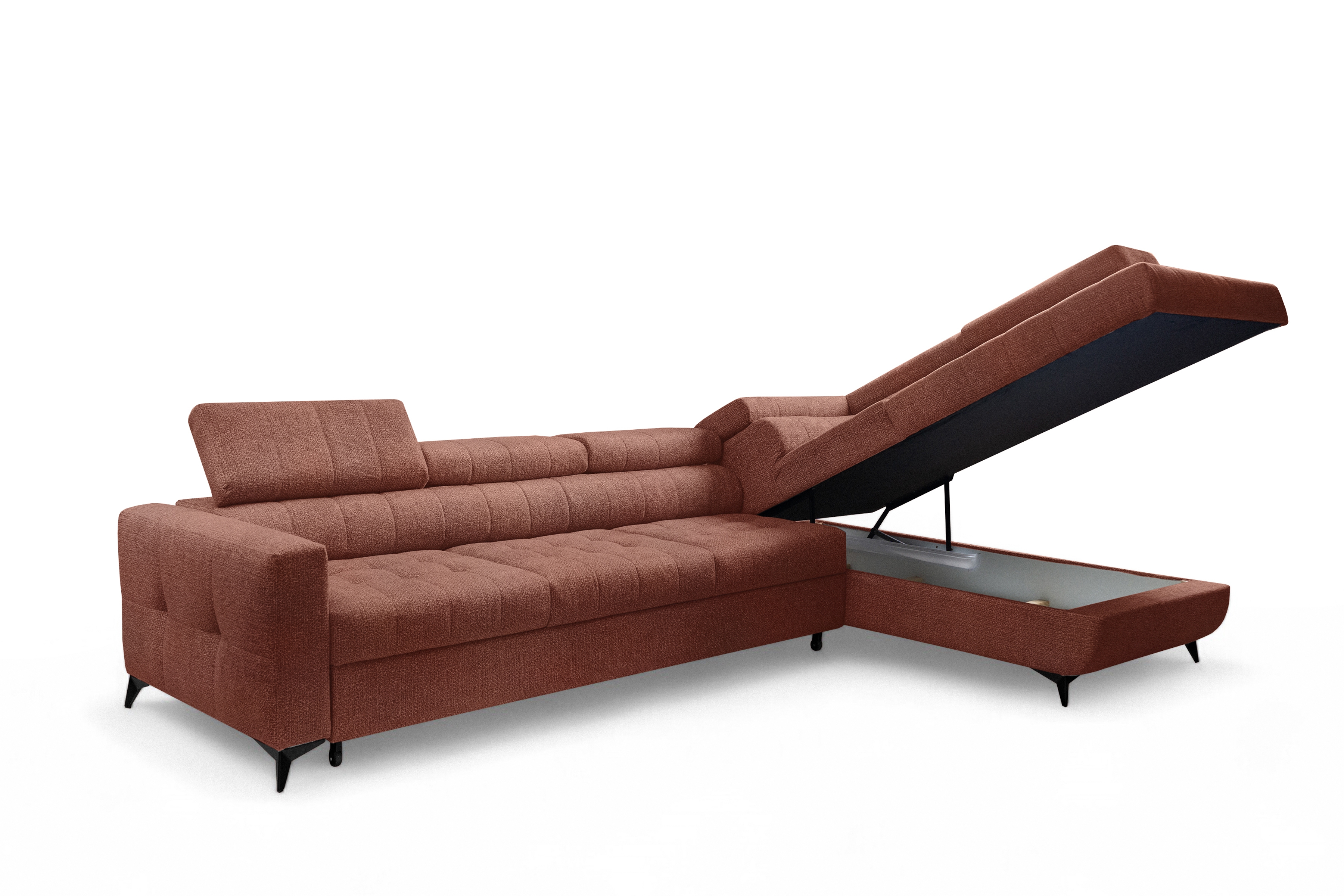 Rozkládací rohová sedací souprava Nardo Maxi pravá - hnědá Taro 57 Rohová sedací souprava Nardo Maxi rozkládací pravá - hnědá šenil latwoczyszczacy Taro 57 