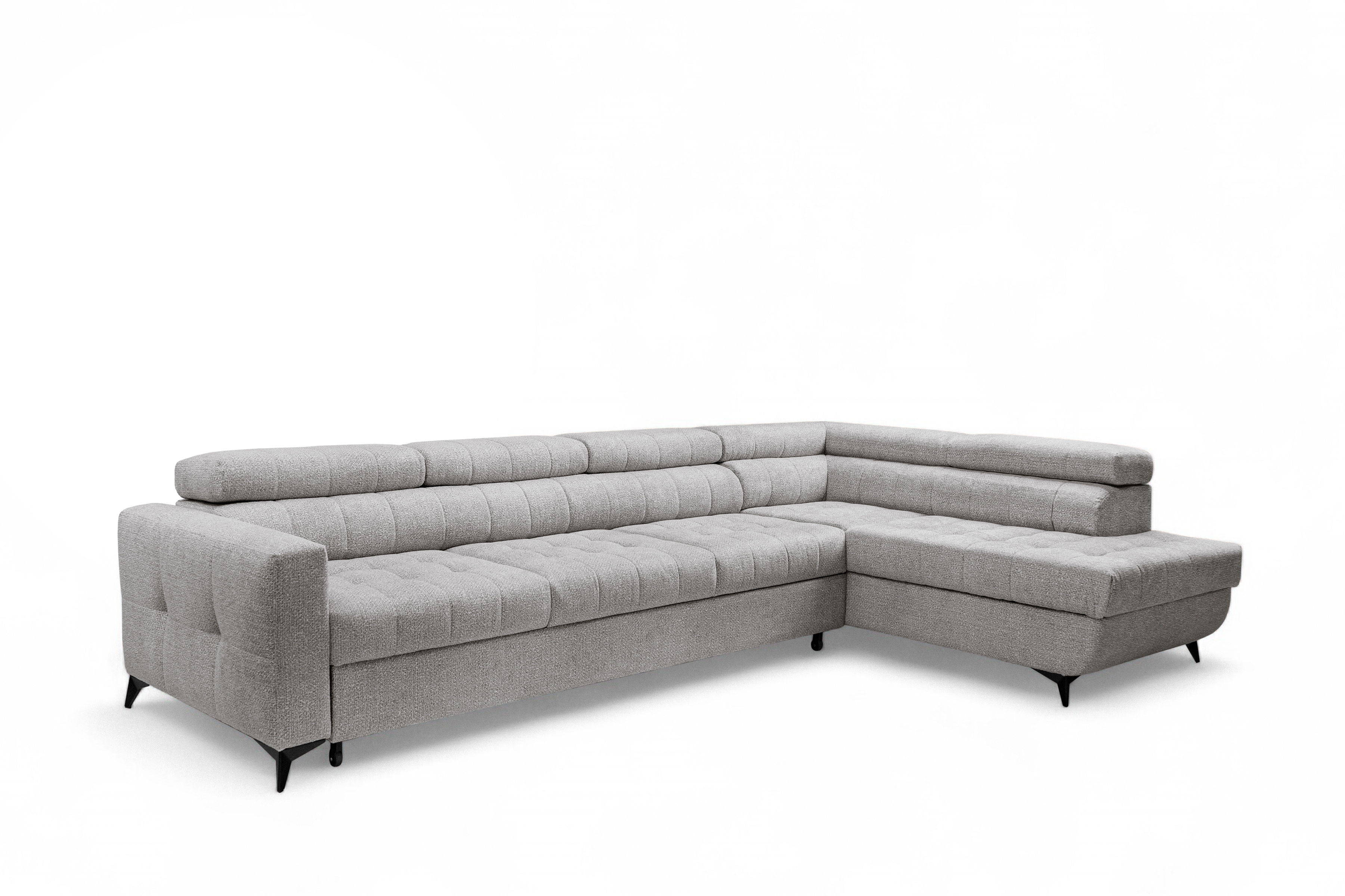 Rozkládací rohová sedací souprava Nardo Maxi pravá - šedá Taro 11 Rohová sedací souprava Nardo Maxi rozkládací pravá - šedá šenil latwoczyszczacy Taro 11 