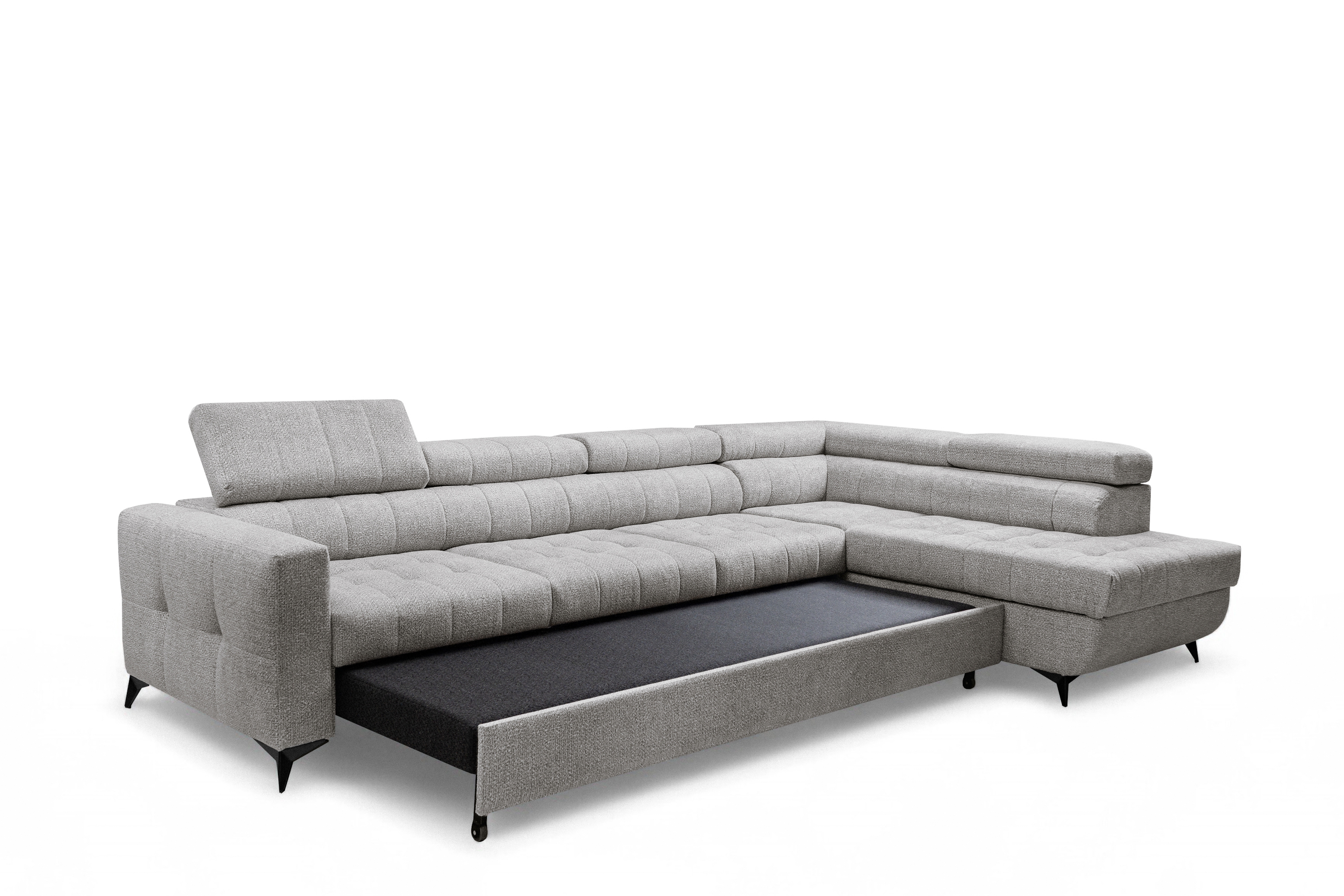 Rozkládací rohová sedací souprava Nardo Maxi pravá - šedá Taro 11 Rohová sedací souprava Nardo Maxi rozkládací pravá - šedá šenil latwoczyszczacy Taro 11 