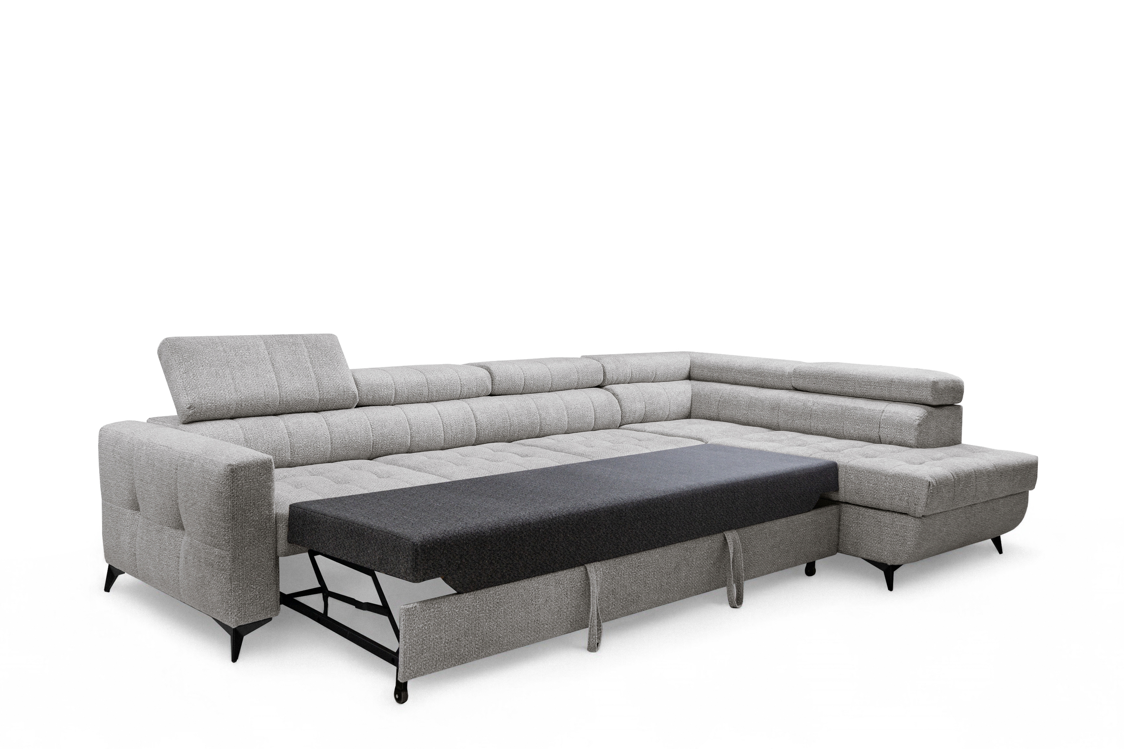 Rozkládací rohová sedací souprava Nardo Maxi pravá - šedá Taro 11 Rohová sedací souprava Nardo Maxi rozkládací pravá - šedá šenil latwoczyszczacy Taro 11 