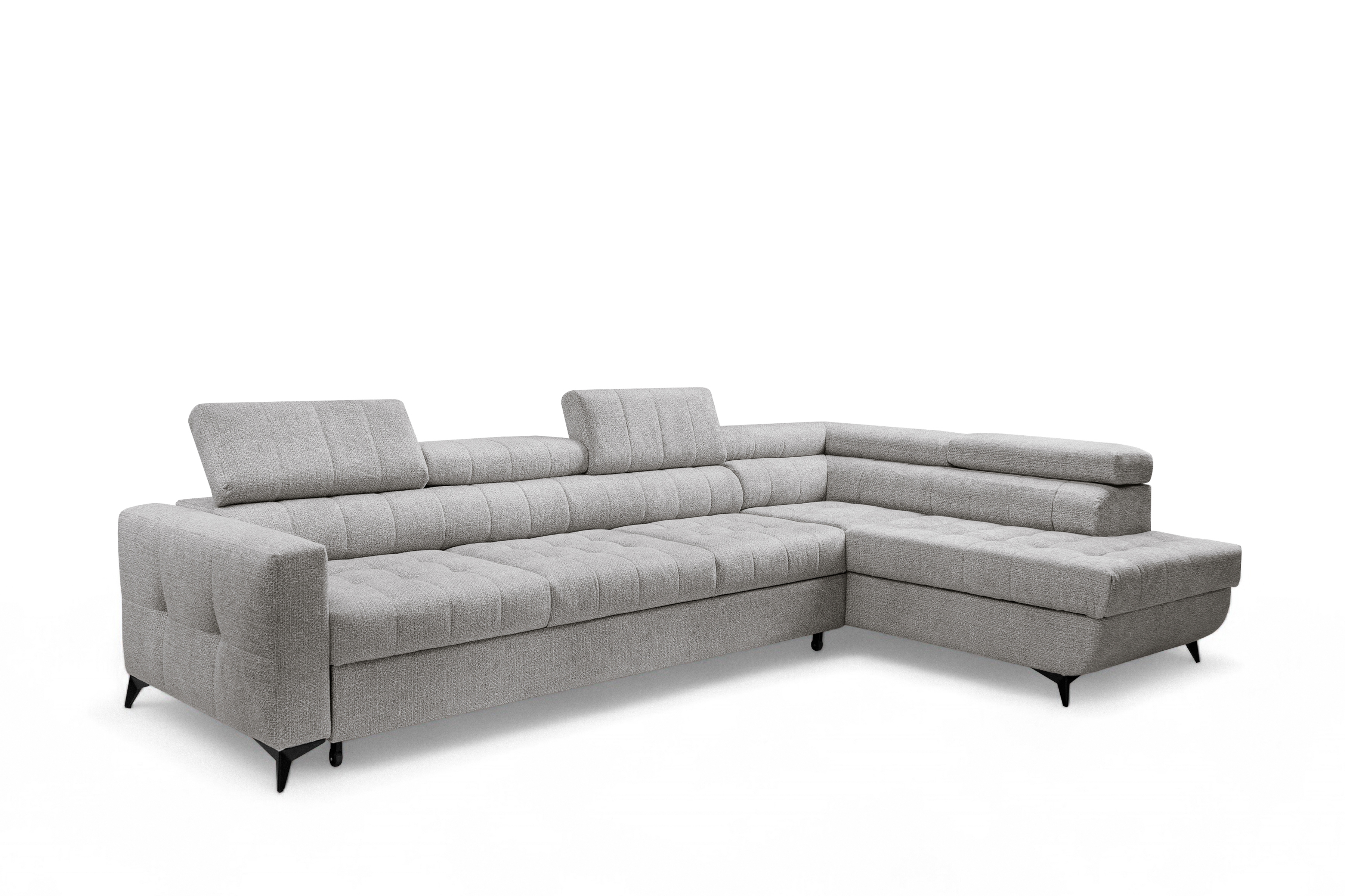 Rozkládací rohová sedací souprava Nardo Maxi pravá - šedá Taro 11 Rohová sedací souprava Nardo Maxi rozkládací pravá - šedá šenil latwoczyszczacy Taro 11 