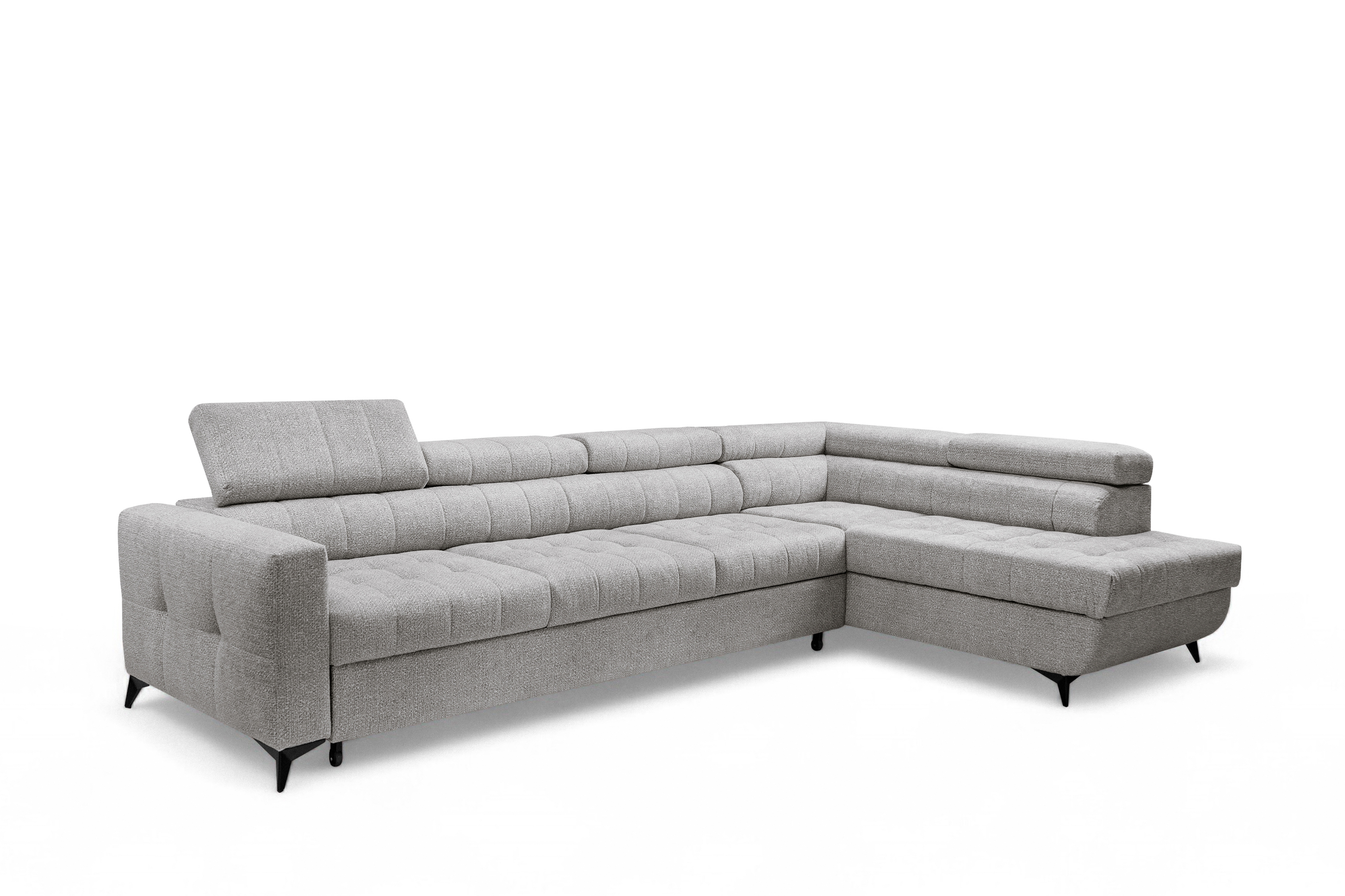 Rozkládací rohová sedací souprava Nardo Maxi pravá - šedá Taro 11 Rohová sedací souprava Nardo Maxi rozkládací pravá - šedá šenil latwoczyszczacy Taro 11 