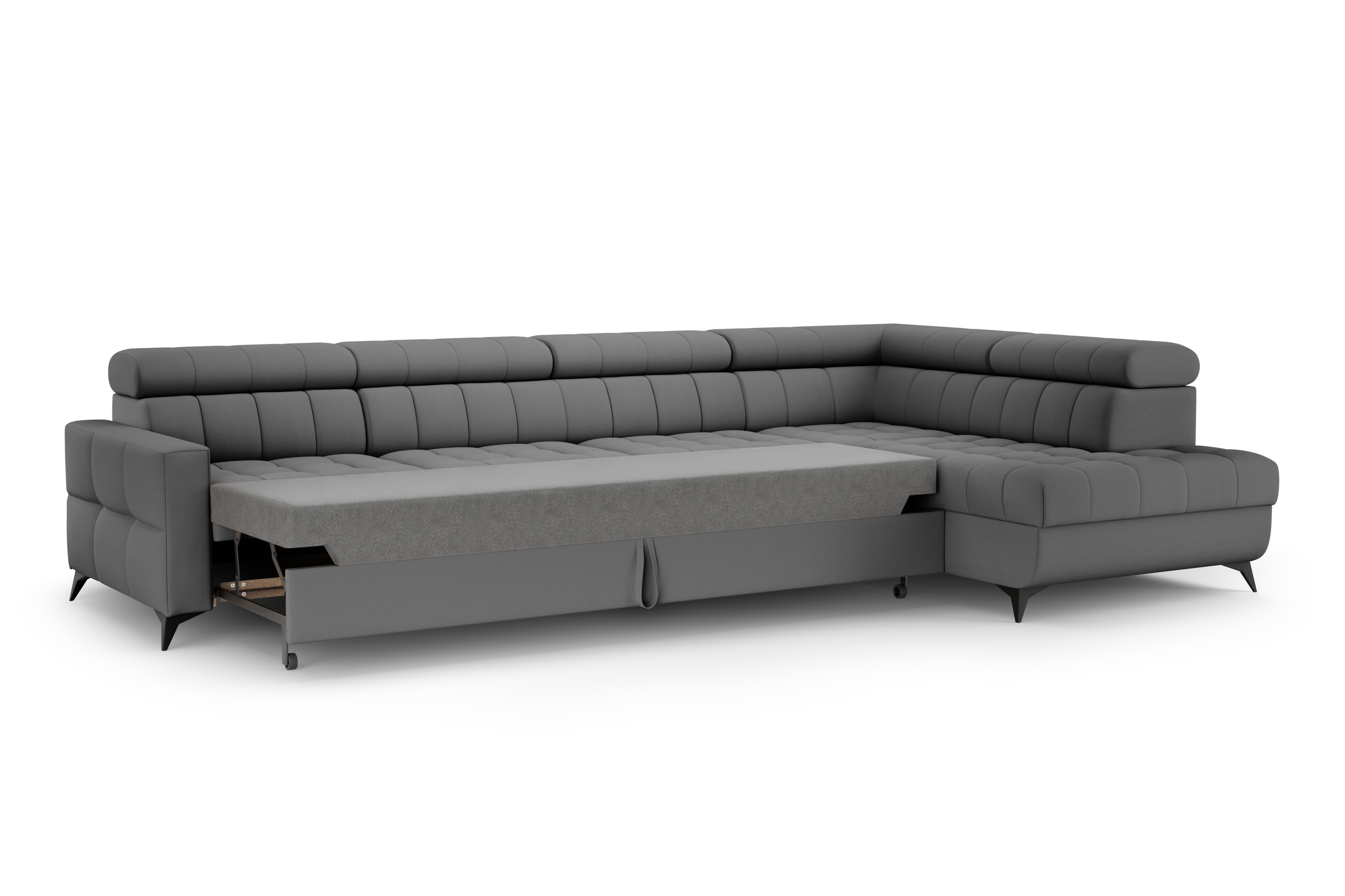 Rozkládací rohová sedací souprava Nardo Maxi pravá - šedá Pretty 17 Rohová sedací souprava Nardo Maxi rozkládací pravá - šedá plusz Pretty 17