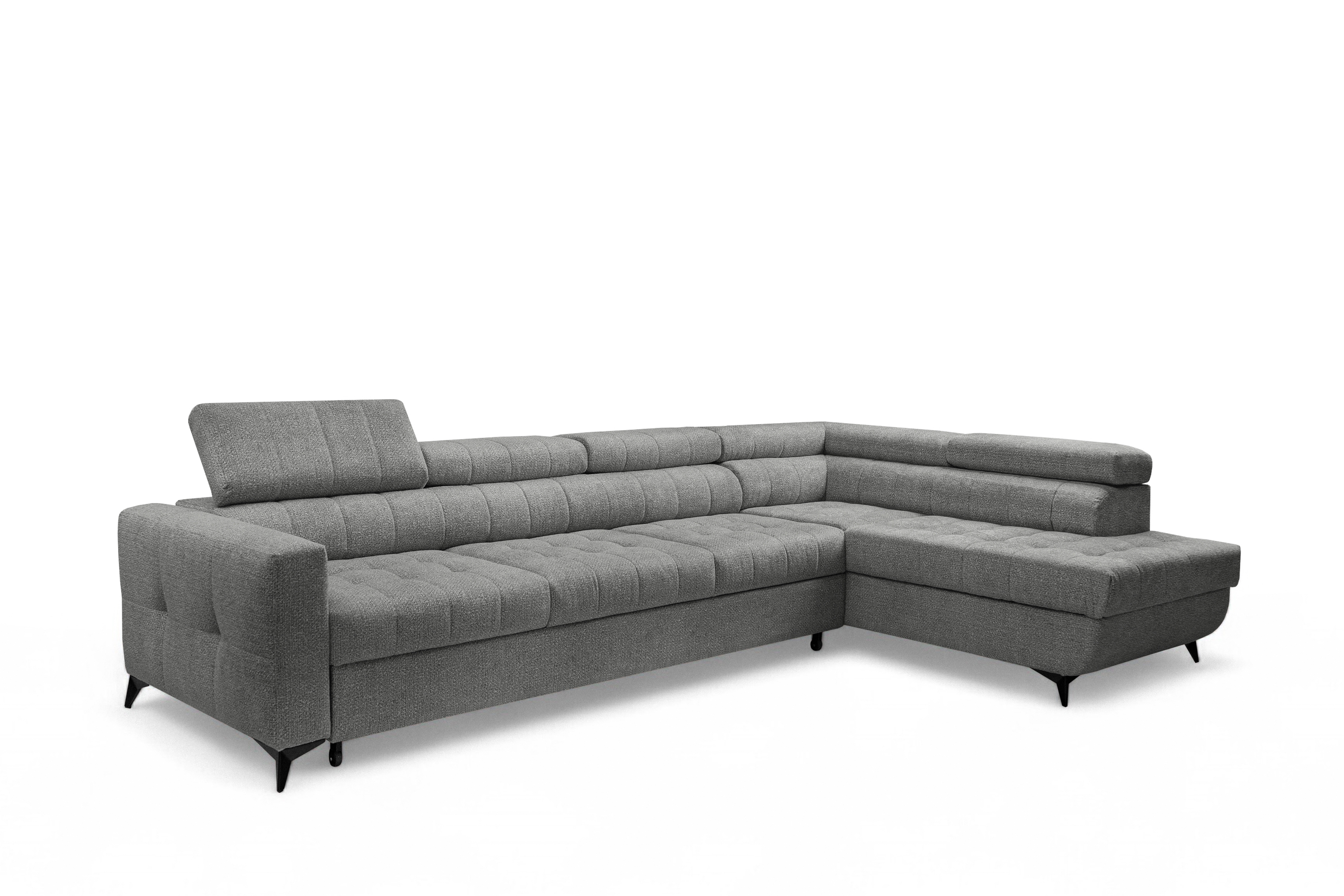 Rozkládací rohová sedací souprava Nardo Maxi pravá - šedá Taro 97 Rohová sedací souprava Nardo Maxi rozkládací pravá - šedá šenil latwoczyszczacy Taro 97 