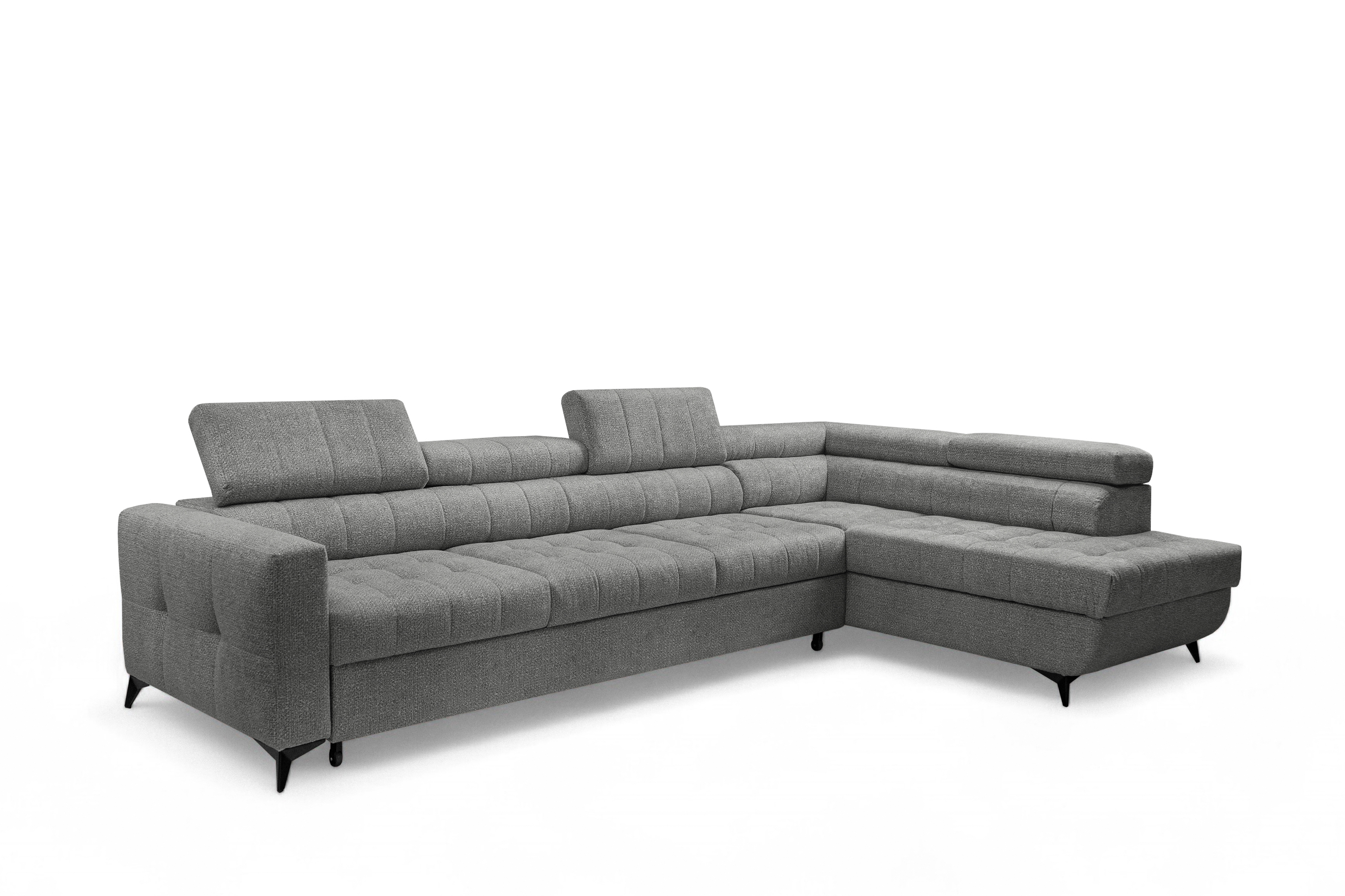 Rozkládací rohová sedací souprava Nardo Maxi pravá - šedá Taro 97 Rohová sedací souprava Nardo Maxi rozkládací pravá - šedá šenil latwoczyszczacy Taro 97 