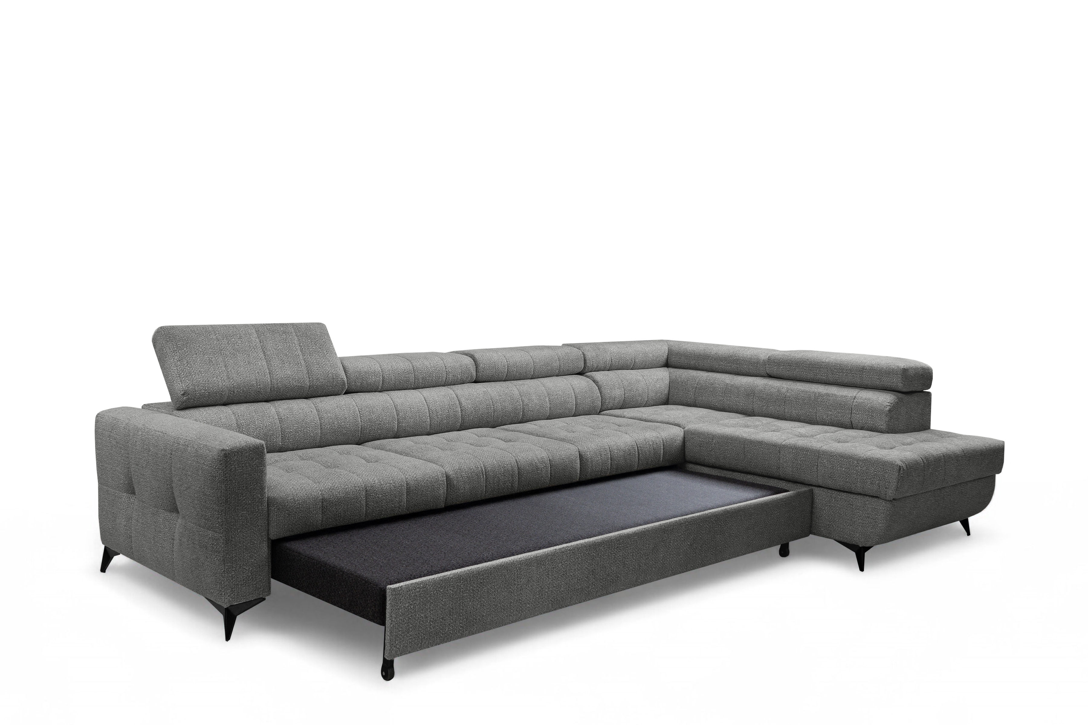 Rozkládací rohová sedací souprava Nardo Maxi pravá - šedá Taro 97 Rohová sedací souprava Nardo Maxi rozkládací pravá - šedá šenil latwoczyszczacy Taro 97 