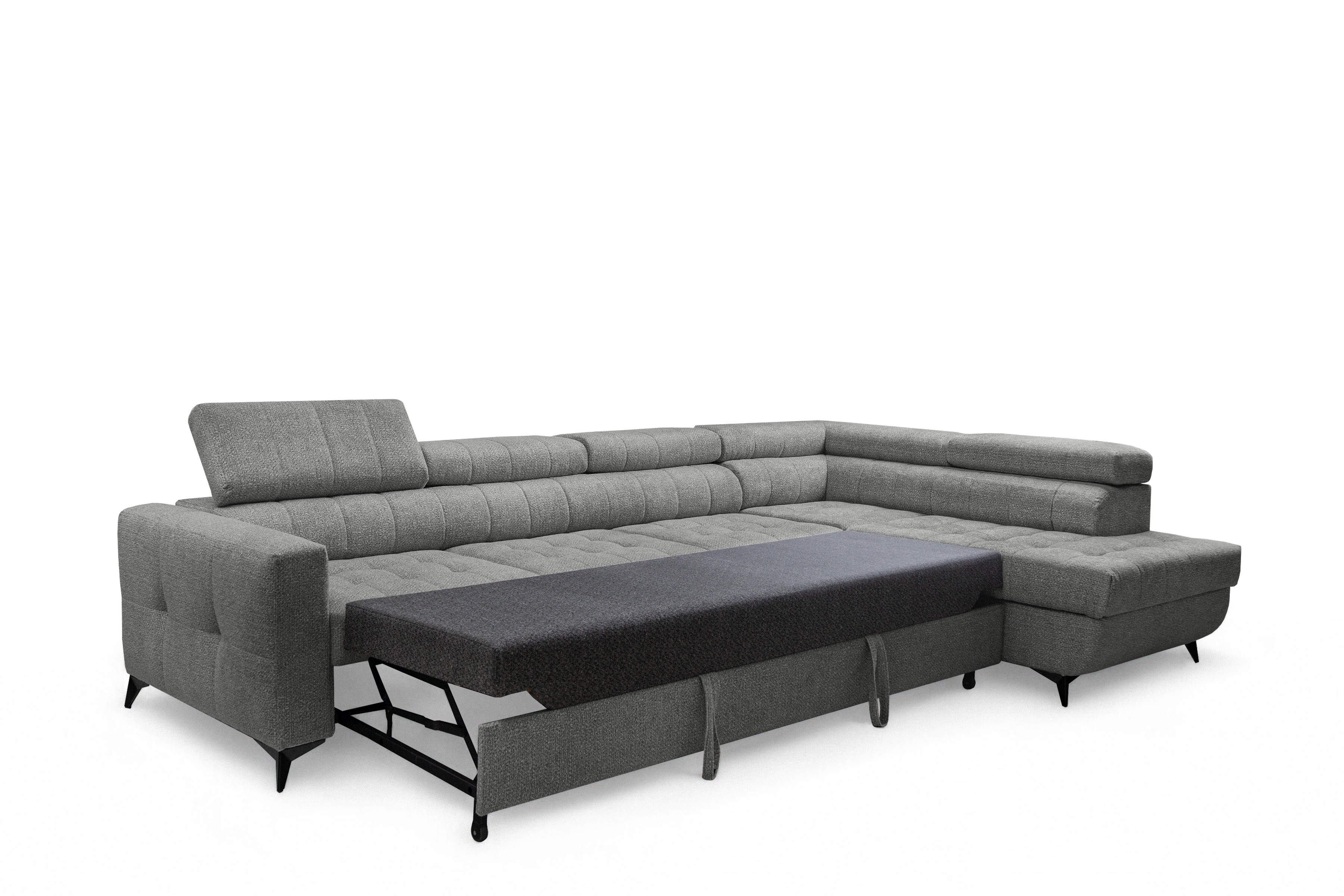 Rozkládací rohová sedací souprava Nardo Maxi pravá - šedá Taro 97 Rohová sedací souprava Nardo Maxi rozkládací pravá - šedá šenil latwoczyszczacy Taro 97 