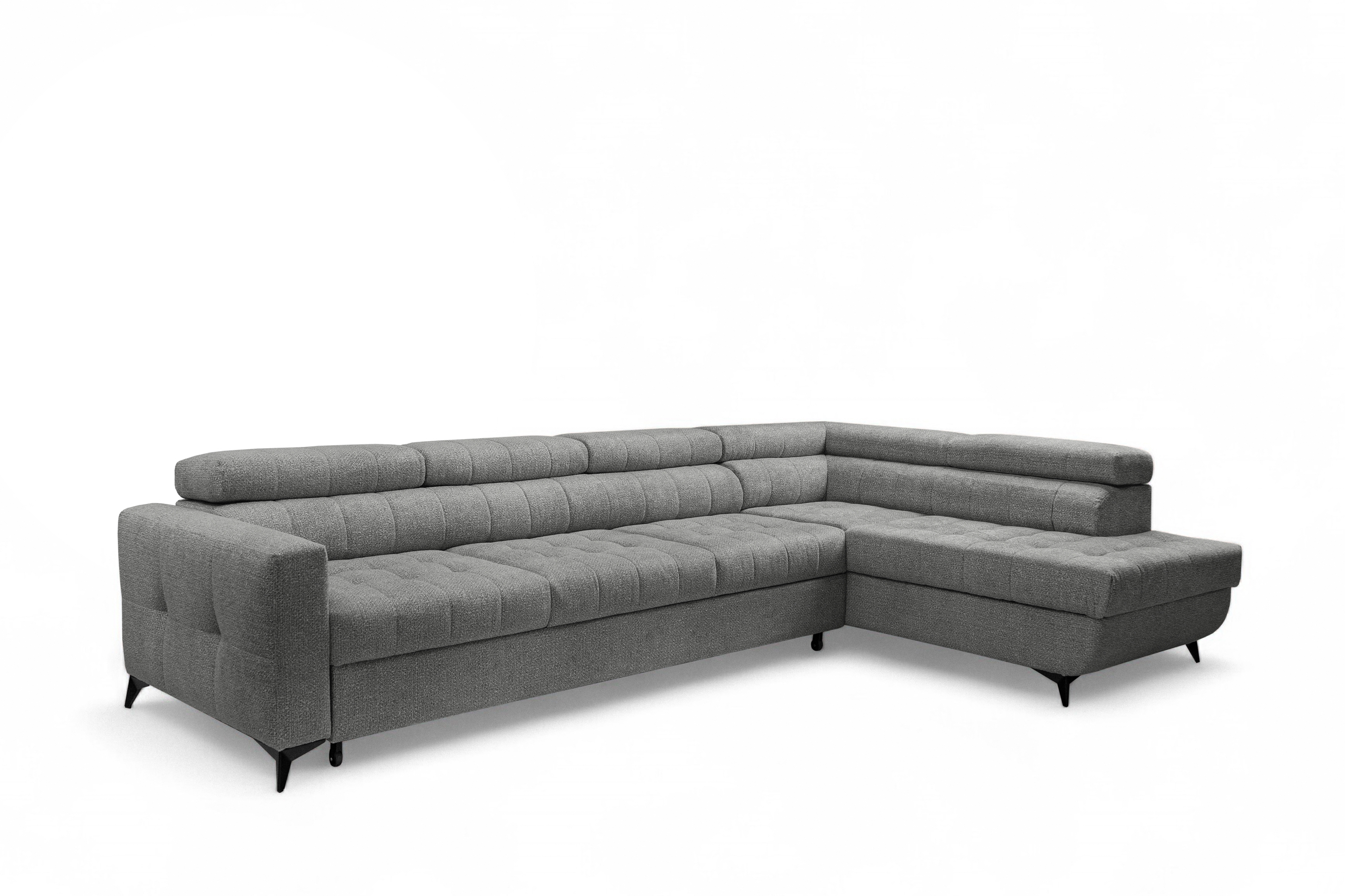 Rozkládací rohová sedací souprava Nardo Maxi pravá - šedá Taro 97 Rohová sedací souprava Nardo Maxi rozkládací pravá - šedá šenil latwoczyszczacy Taro 97 