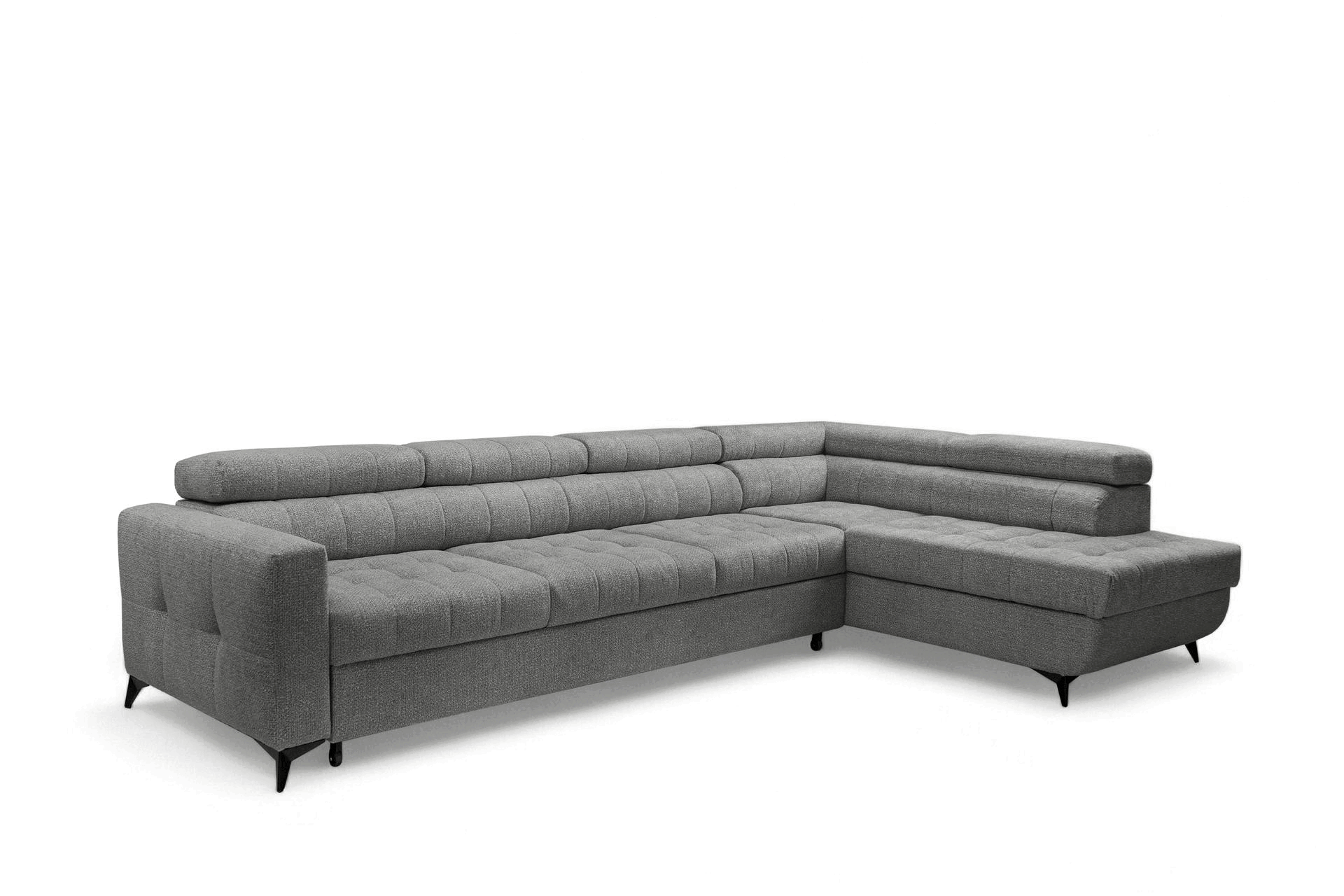 Rozkládací rohová sedací souprava Nardo Maxi pravá - šedá Taro 97 Rohová sedací souprava Nardo Maxi rozkládací pravá - šedá šenil latwoczyszczacy Taro 97 