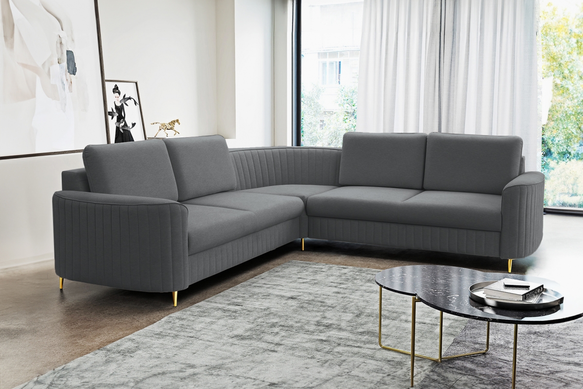 Rohová sedacia súprava Nares - Grafitový zamat Castel 93 Rohová sedacia súprava Nares - Grafitový welwet Castel 93