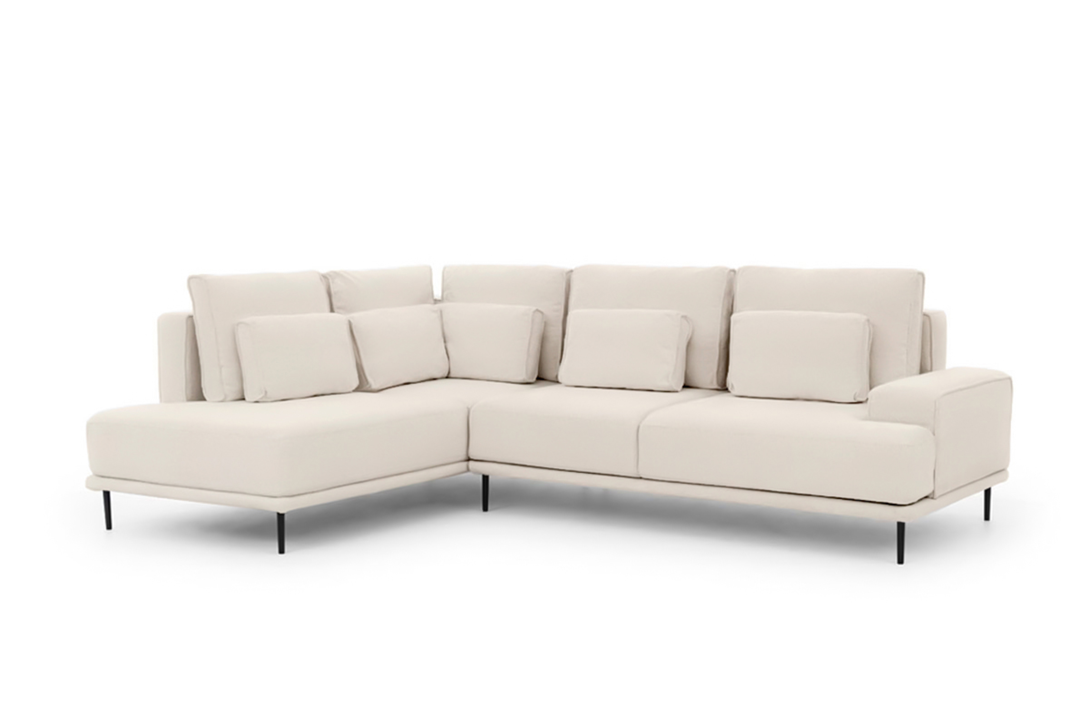 Rozkládací rohová sedací souprava Nicole L levá - krémový samet Matt Velvet 6 / černé nožky Rohová sedací souprava Nicole L rozkladany pro obývacího pokoje levá - Krémový samet Matt Velvet 6 / Nohy černá 