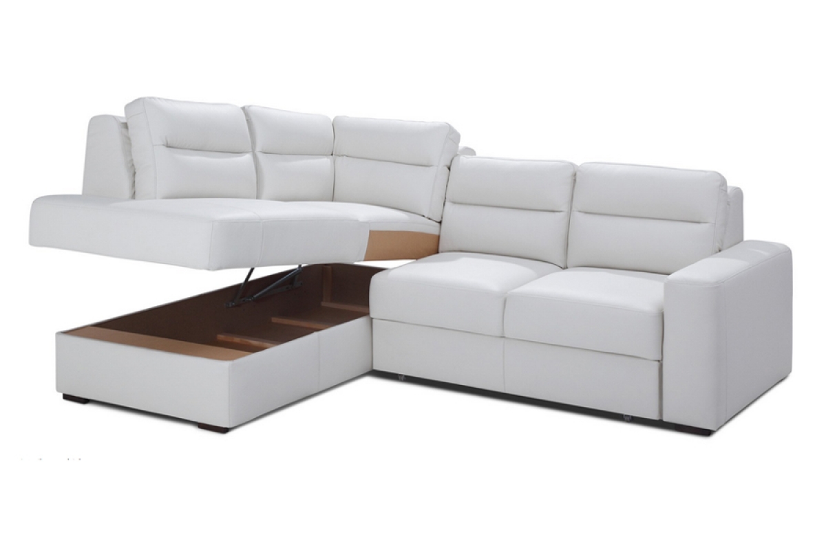 Kožená rohová sedací souprava Paris naroznik s úložním prostorem 