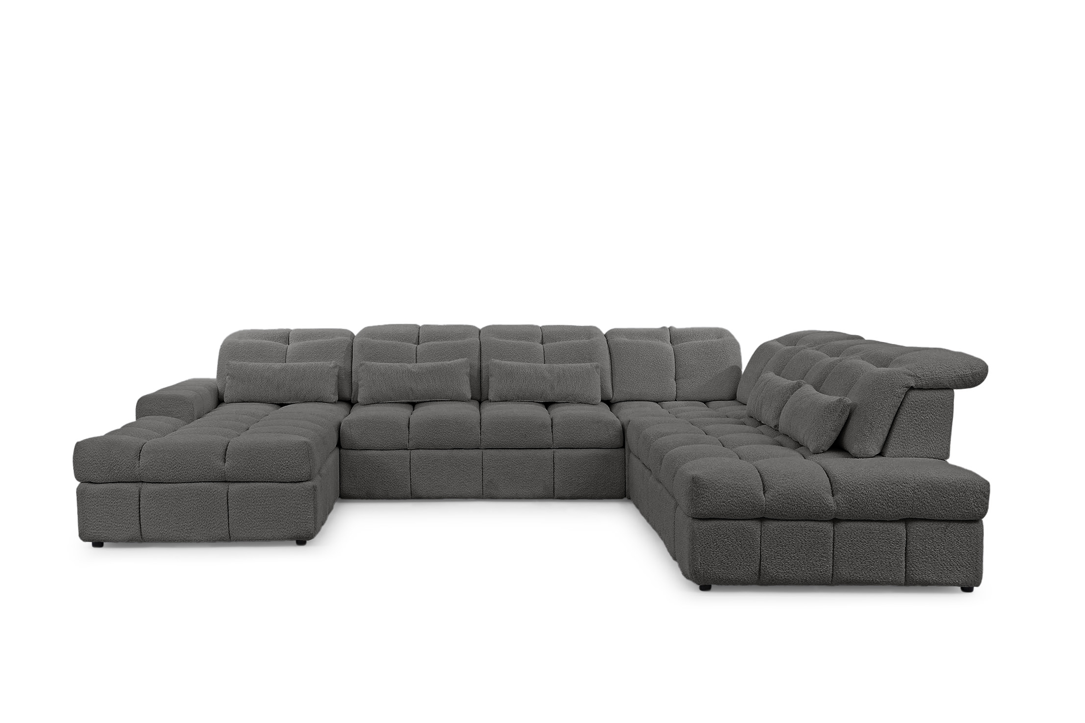 Elektrický rozkládací rohový gauč Magnelio U II pravý - šedá bouclé Catch Me 25 Rohová sedací souprava pravá rozkládací z elektricky wysuwanym sedadlem Magnelio U II - šedá boucle Catch Me 25 