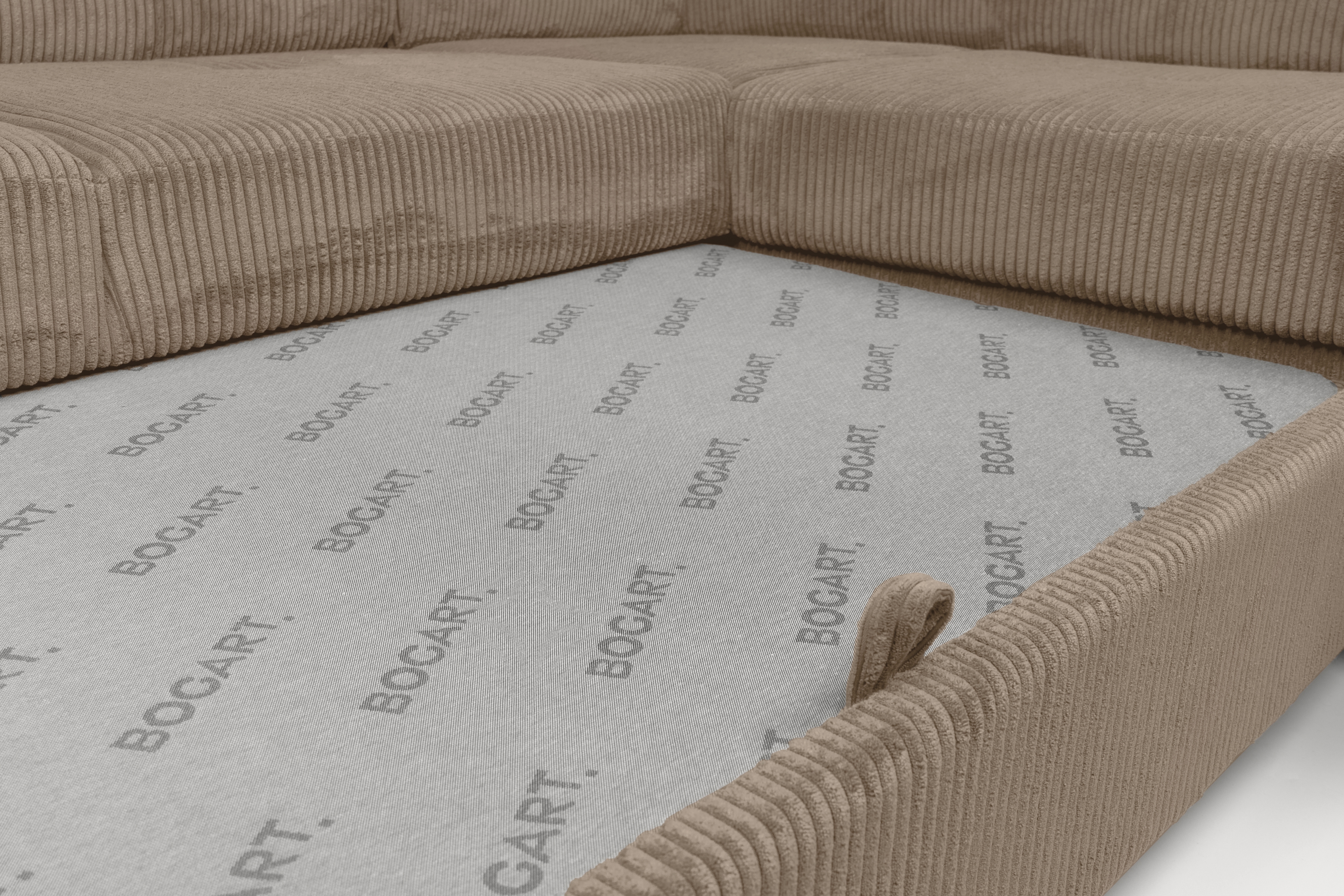 Rohová sedací souprava Annabelle L pravá - béžová Lincoln 17 / chromované nožky Rohová sedací souprava pravá strana do obývacího pokoje Annabelle - béžový manšestr Lincoln 17