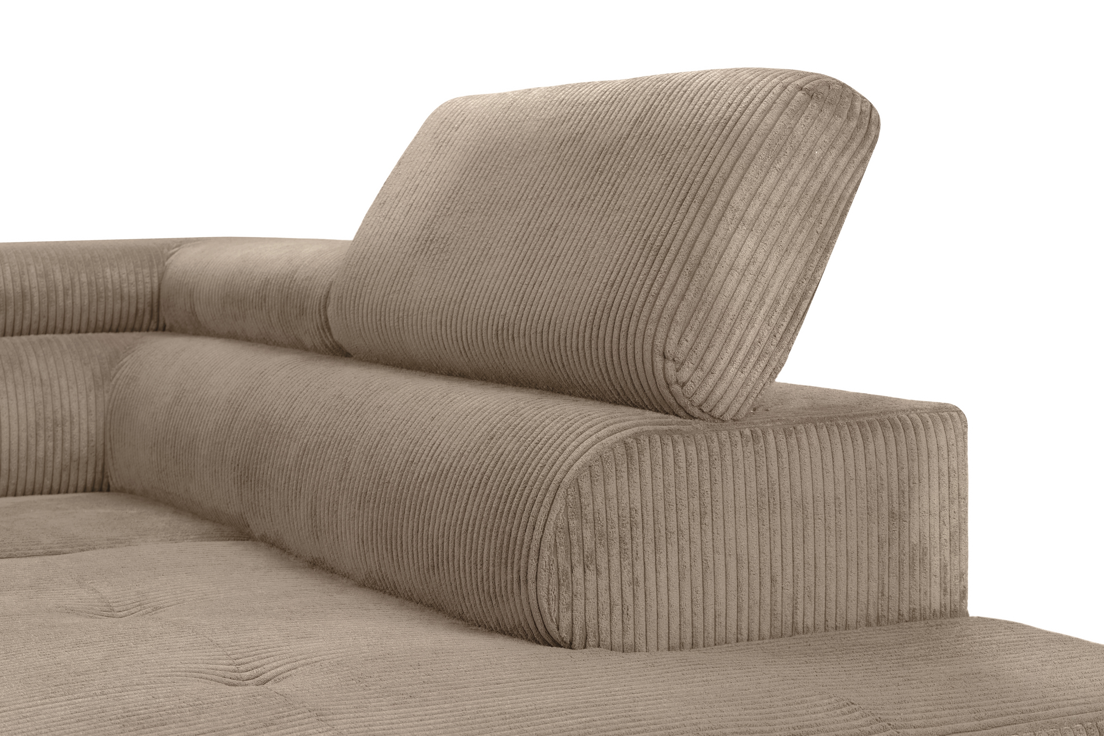 Rohová sedací souprava Annabelle L pravá - béžová Lincoln 17 / chromované nožky Rohová sedací souprava pravá strana do obývacího pokoje Annabelle - béžový manšestr Lincoln 17