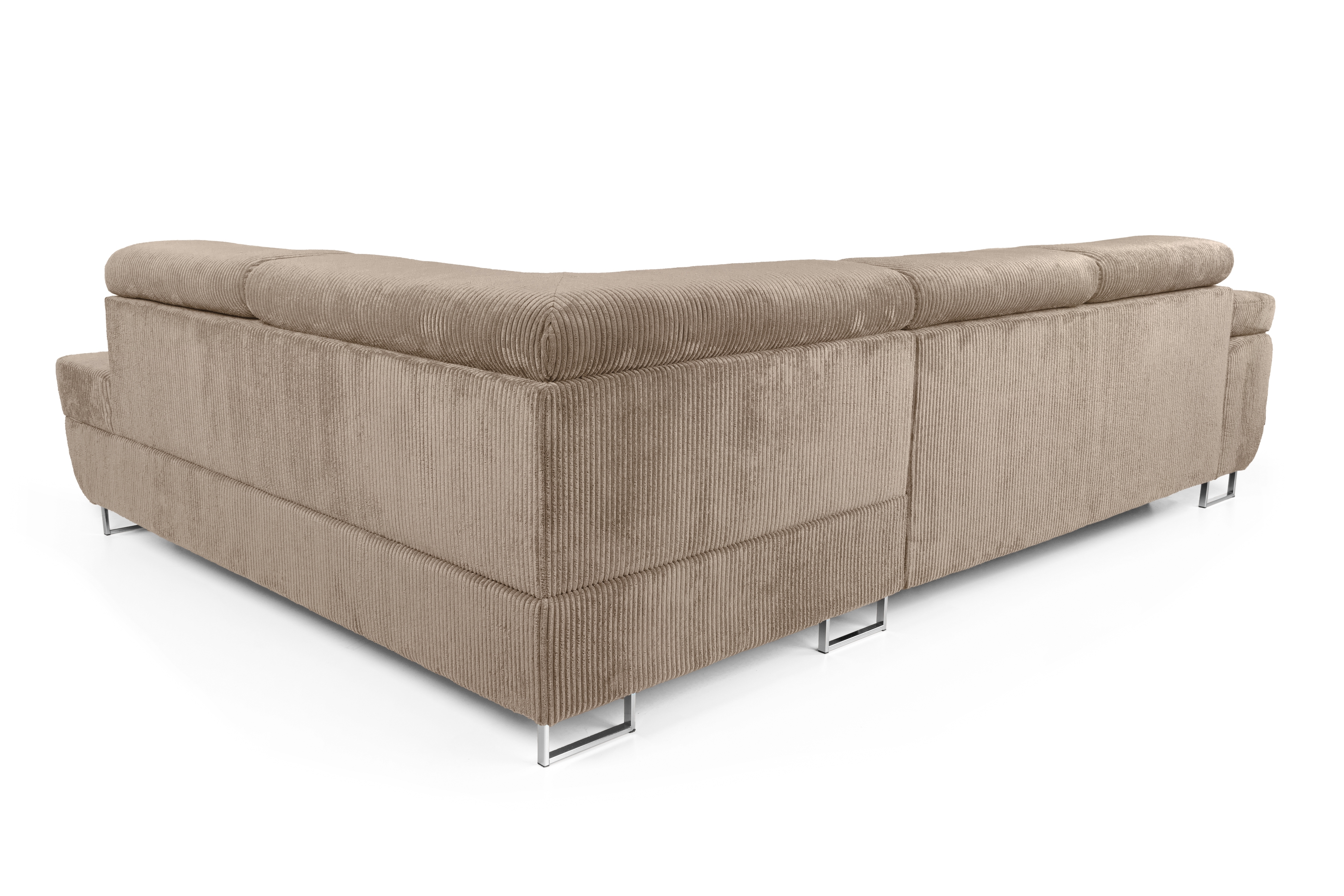 Rohová sedací souprava Annabelle L pravá - béžová Lincoln 17 / chromované nožky Rohová sedací souprava pravá strana do obývacího pokoje Annabelle - béžový manšestr Lincoln 17