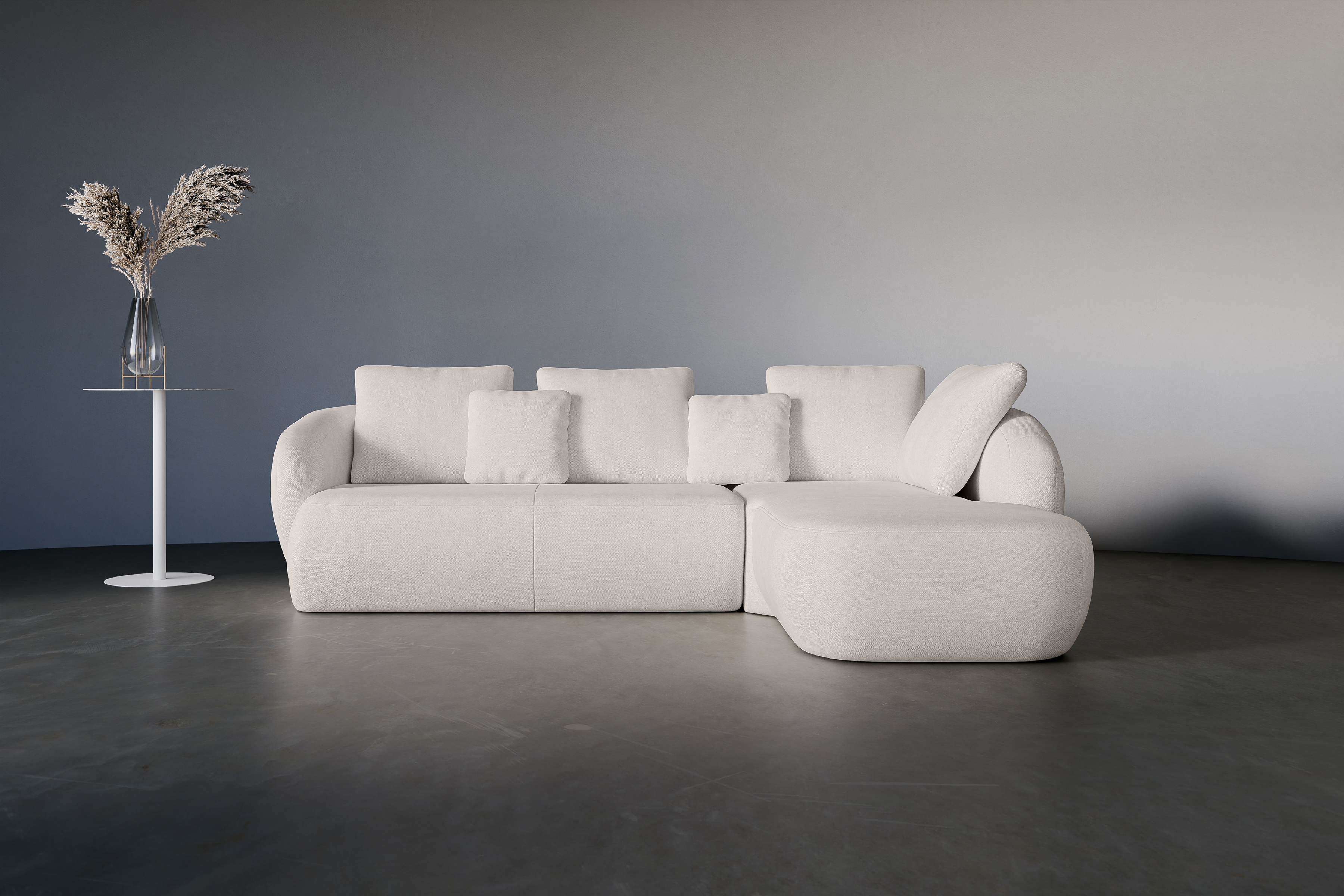 Rohová sedací souprava Finezal 2L+OTZP pravá - krémová látka Tender Way 01 Rohová sedací souprava pravá do obývacího pokoje Finezal 2L+OTZP - béžová šenil Tender Way 01 