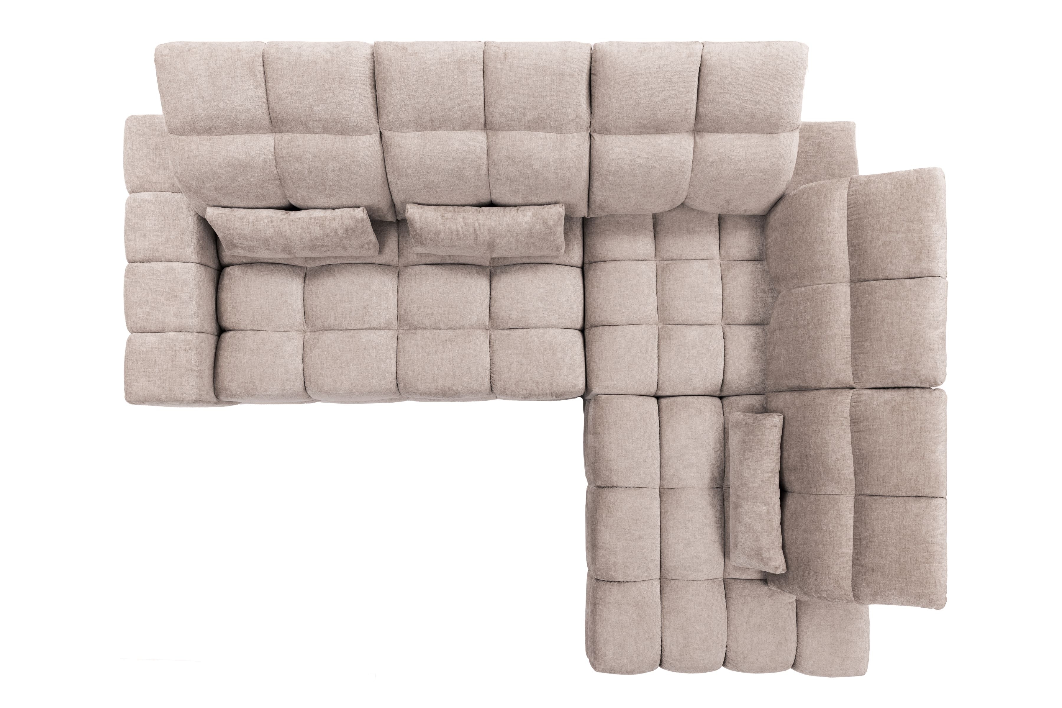 Rohová pohovka Magnelio Prestige L pravá s elektrickým výsuvem sedáku - béžový szenil Perfect Harmony 07 Rohová sedací souprava pravá Magnelio Prestige L z elektricky wysuwanym sedadlem - béžová šenil Perfect harmony 07