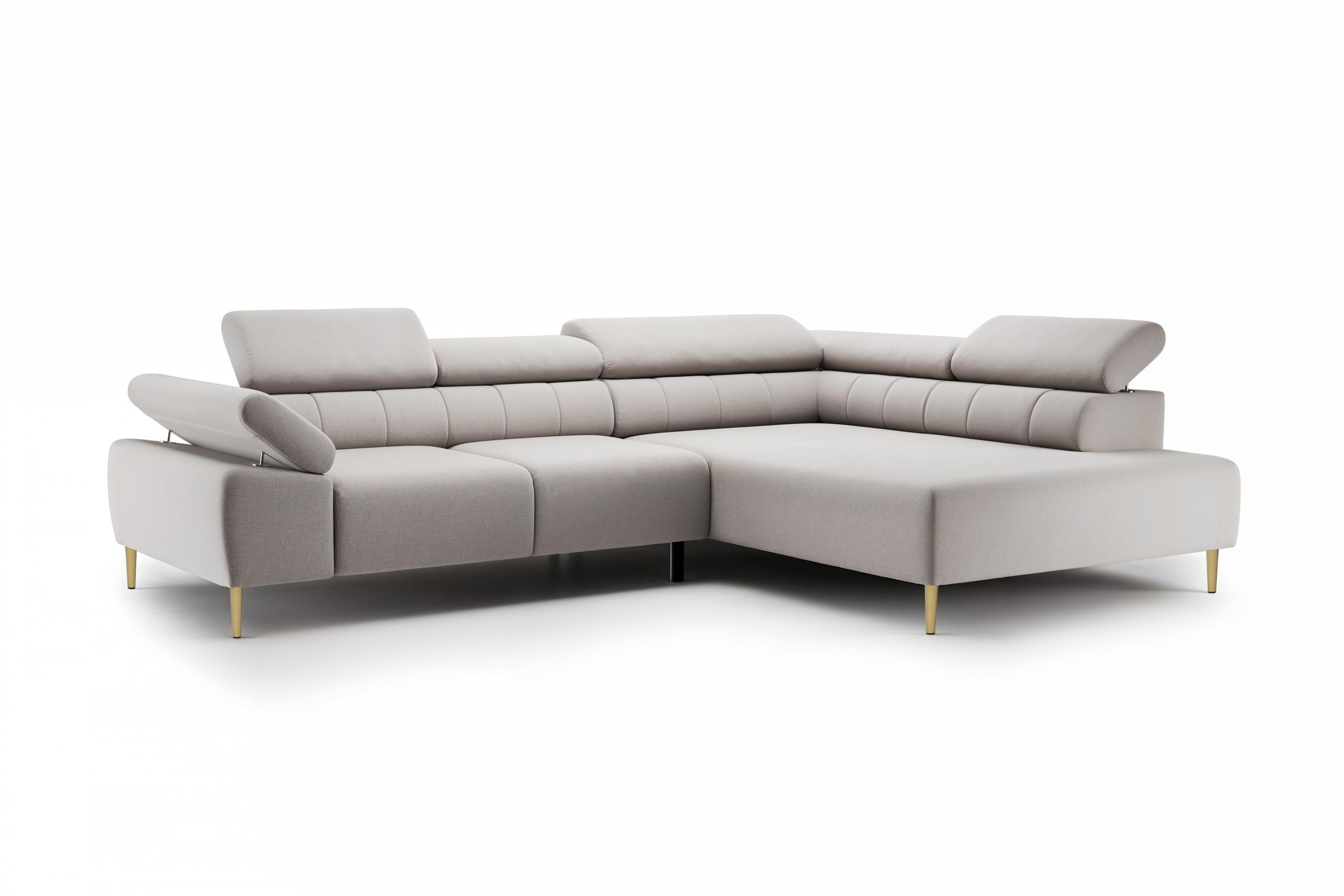 Rohová sedací souprava Taloria L pravá - béžová látka Maya 01 / zlaté nožky Rohová sedací souprava pravá Taloria L - Maya 01, Nohy zlaté