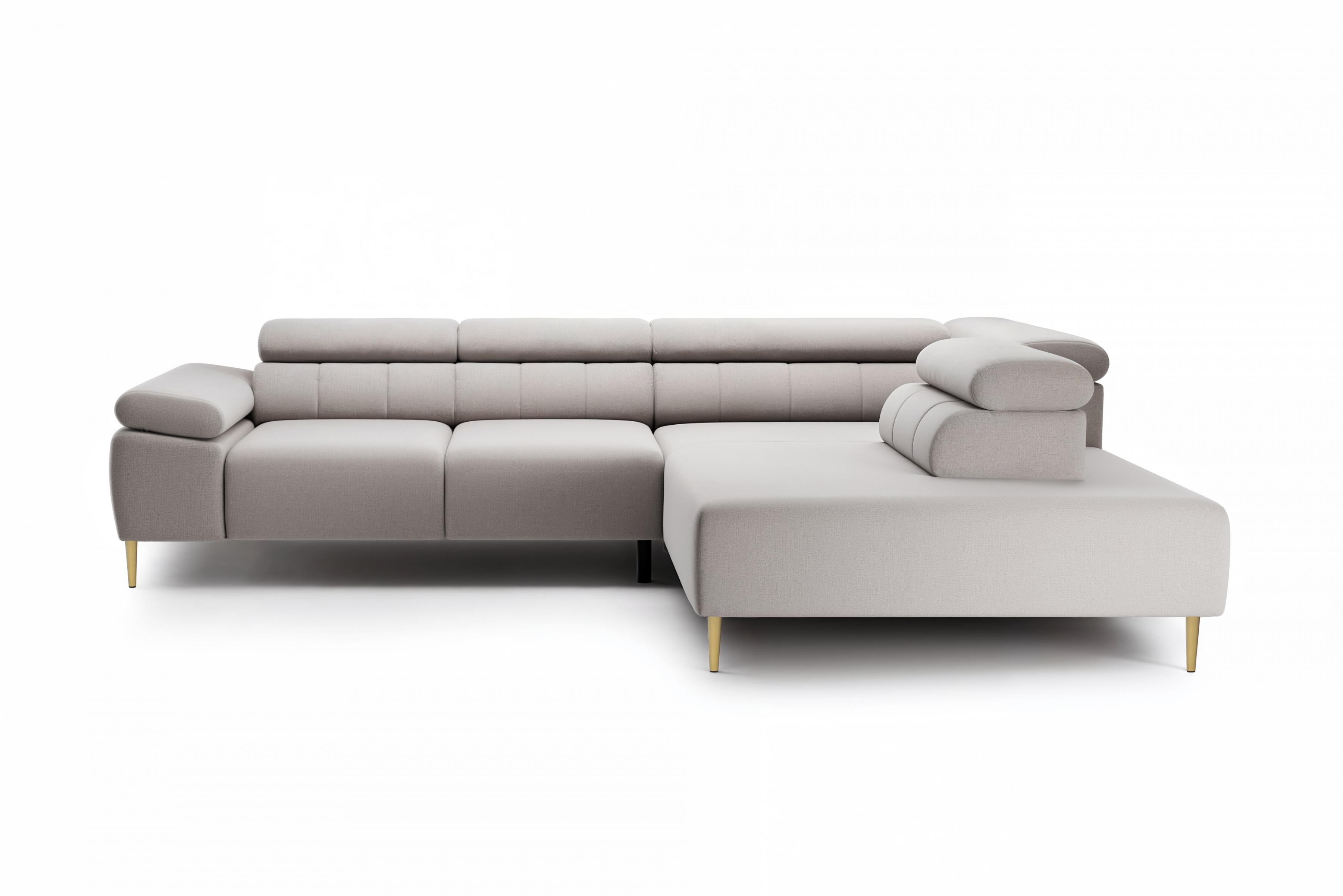 Rohová sedací souprava Taloria L pravá - béžová látka Maya 01 / zlaté nožky Rohová sedací souprava pravá Taloria L - Maya 01, Nohy zlaté