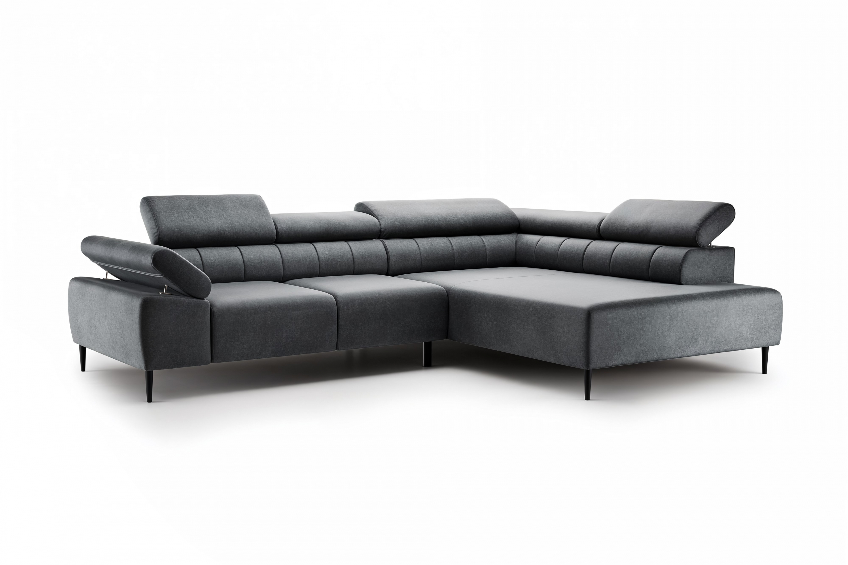 Rohová sedačka Taloria L s el. výsuvným sedadlom pravá - grafitový ľahkočistiaci zamat Zetta 305 / čierne nožičky Rohová sedacia súprava pravá strana Taloria L - Zetta 305, nožičky čierny