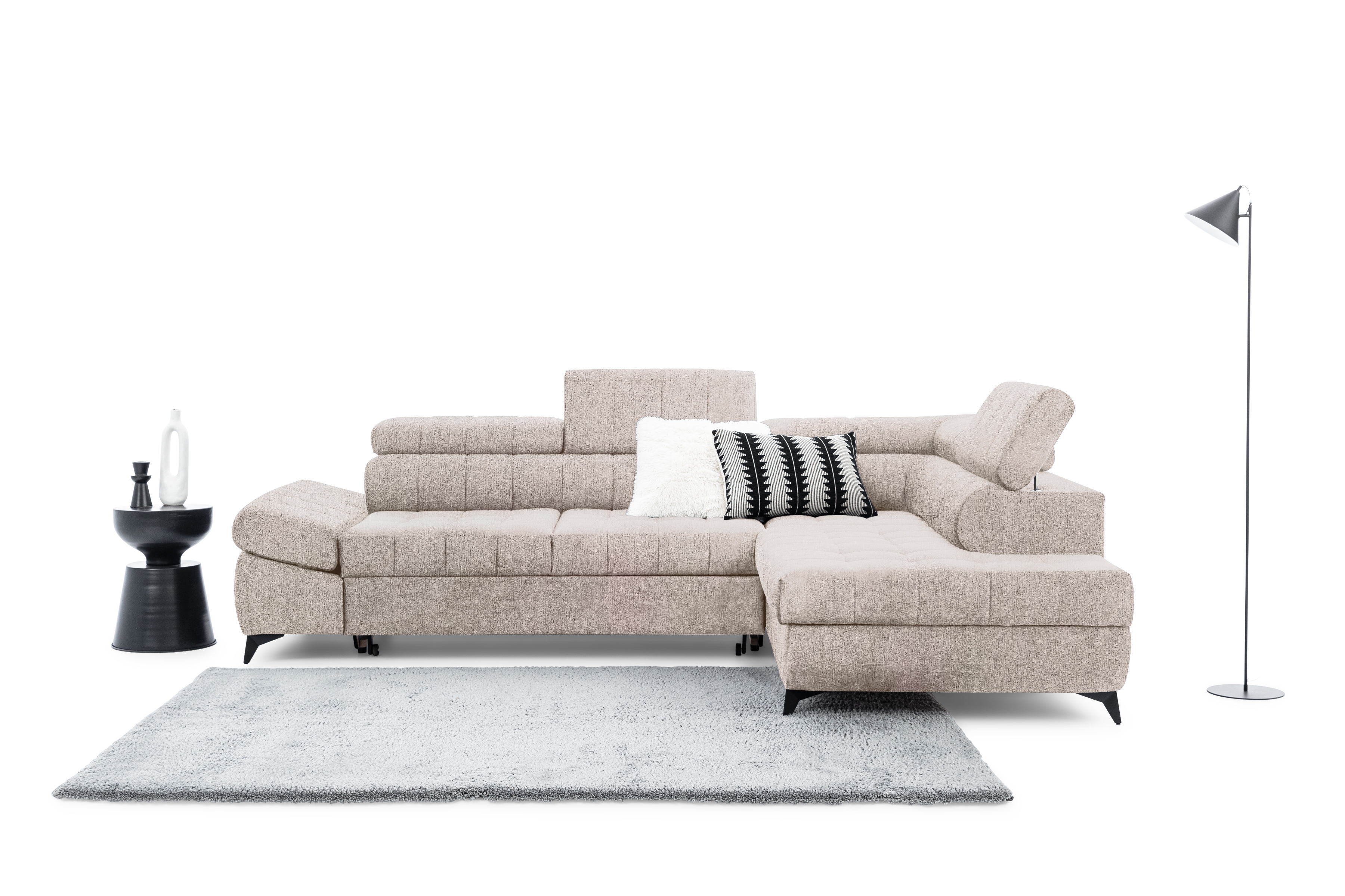 Rohová sedacia súprava Valoris L pravá s funkciou spania - béžový šenil Perfect Harmony 07 Rohová sedacia súprava pravá strana Valoris L s funkciou spania - béžový šenil Perfect Harmony 07