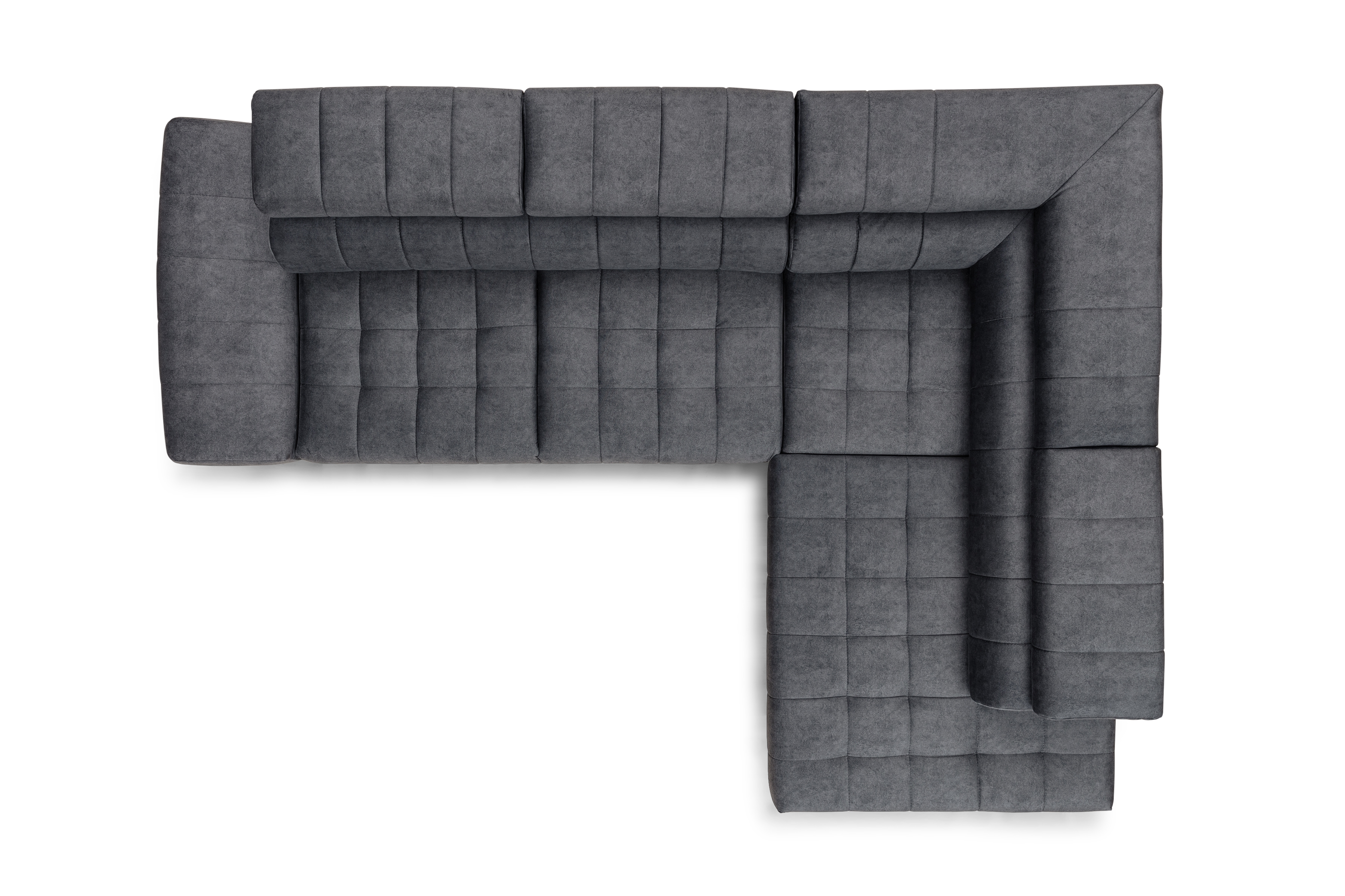 Pravostranná rohová pohovka Valoris L s rozkladem - grafitový hydrofobní samet Zetta 305 Rohová sedací souprava pravá Valoris L rozkládací - grafitová samet hydrofobní  Zetta 305