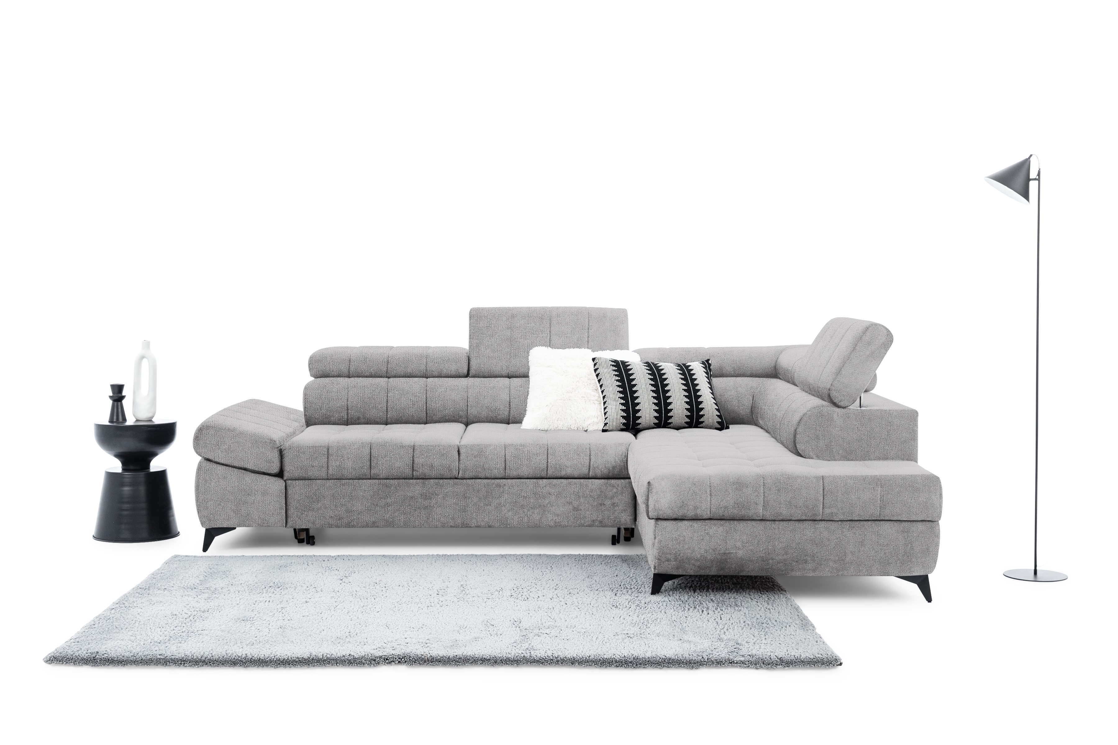 Rohová sedacia súprava Valoris L pravá s funkciou spania - sivý šenil Perfect Harmony 80 Rohová sedacia súprava pravá strana Valoris L s funkciou spania - šedý šenil Perfect Harmony 80