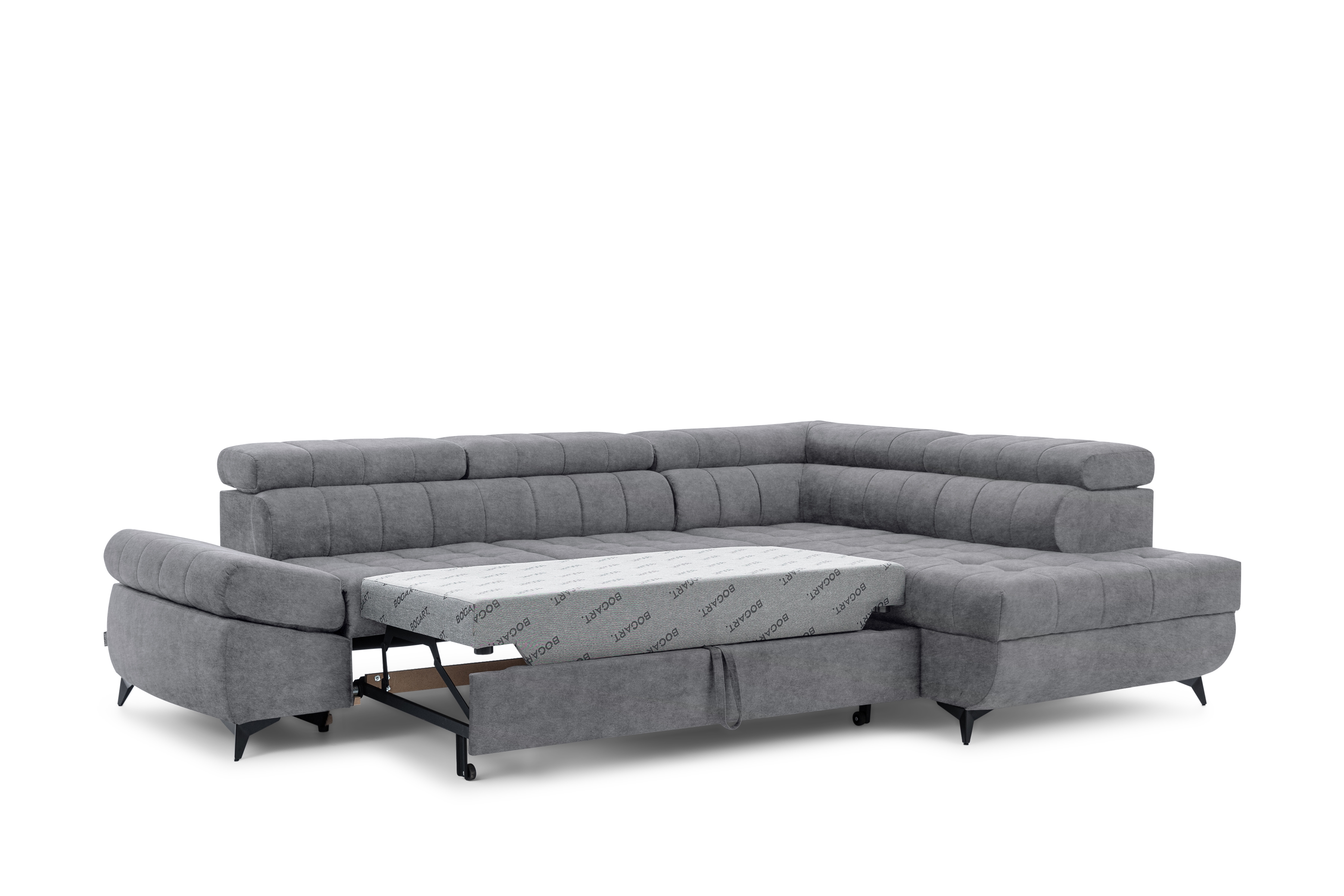 Rohová sedacia súprava Valoris L pravá s funkciou spania - sivý ľahkočistiaci zamat Cloud 82 Rohová sedacia súprava pravá strana Valoris L s funkciou spania - šedý zamat ľahkočistiaci Cloud 82