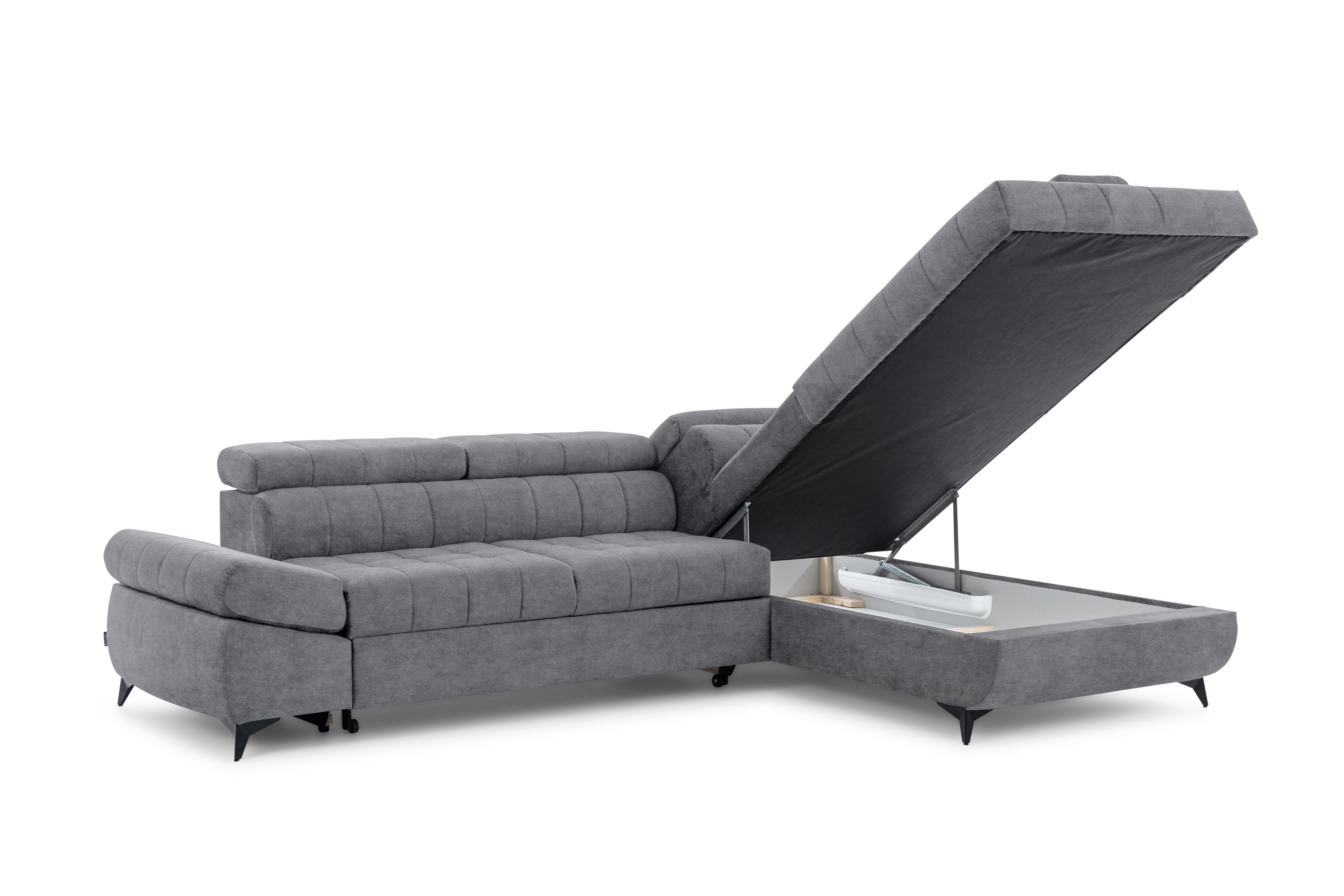 Rohová sedacia súprava Valoris L pravá s funkciou spania - sivý ľahkočistiaci zamat Cloud 82 Rohová sedacia súprava pravá strana Valoris L s funkciou spania - šedý zamat ľahkočistiaci Cloud 82