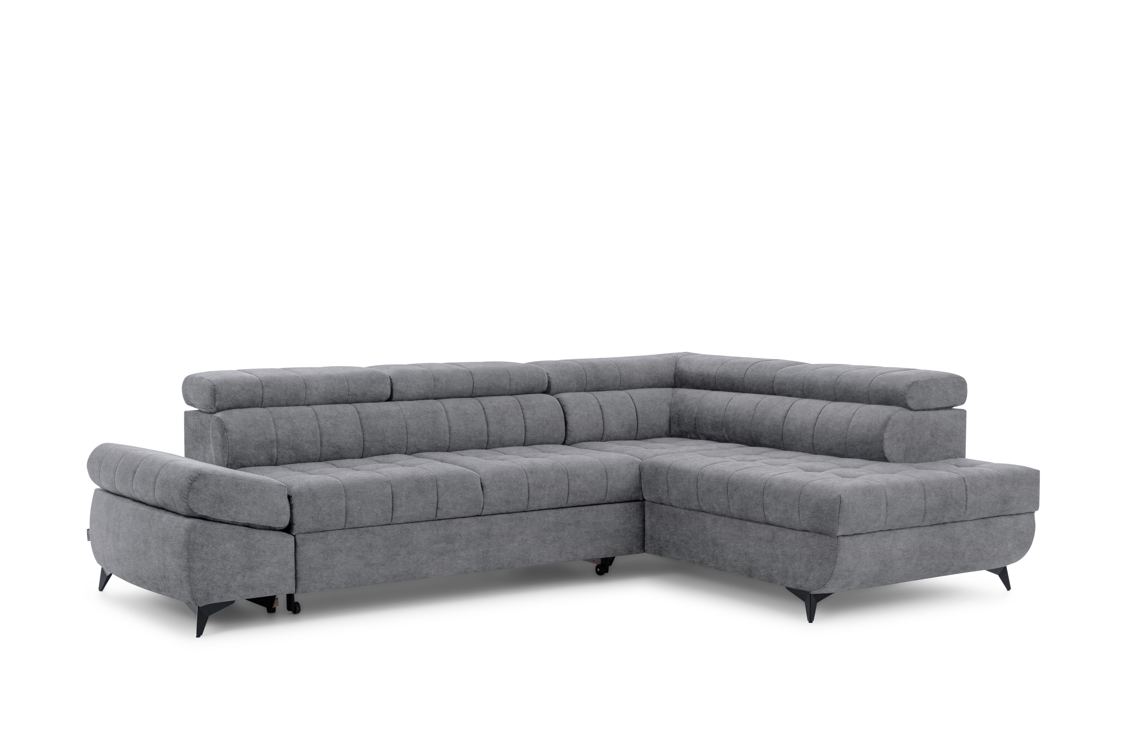 Rohová sedacia súprava Valoris L pravá s funkciou spania - sivý ľahkočistiaci zamat Cloud 82 Rohová sedacia súprava pravá strana Valoris L s funkciou spania - šedý zamat ľahkočistiaci Cloud 82