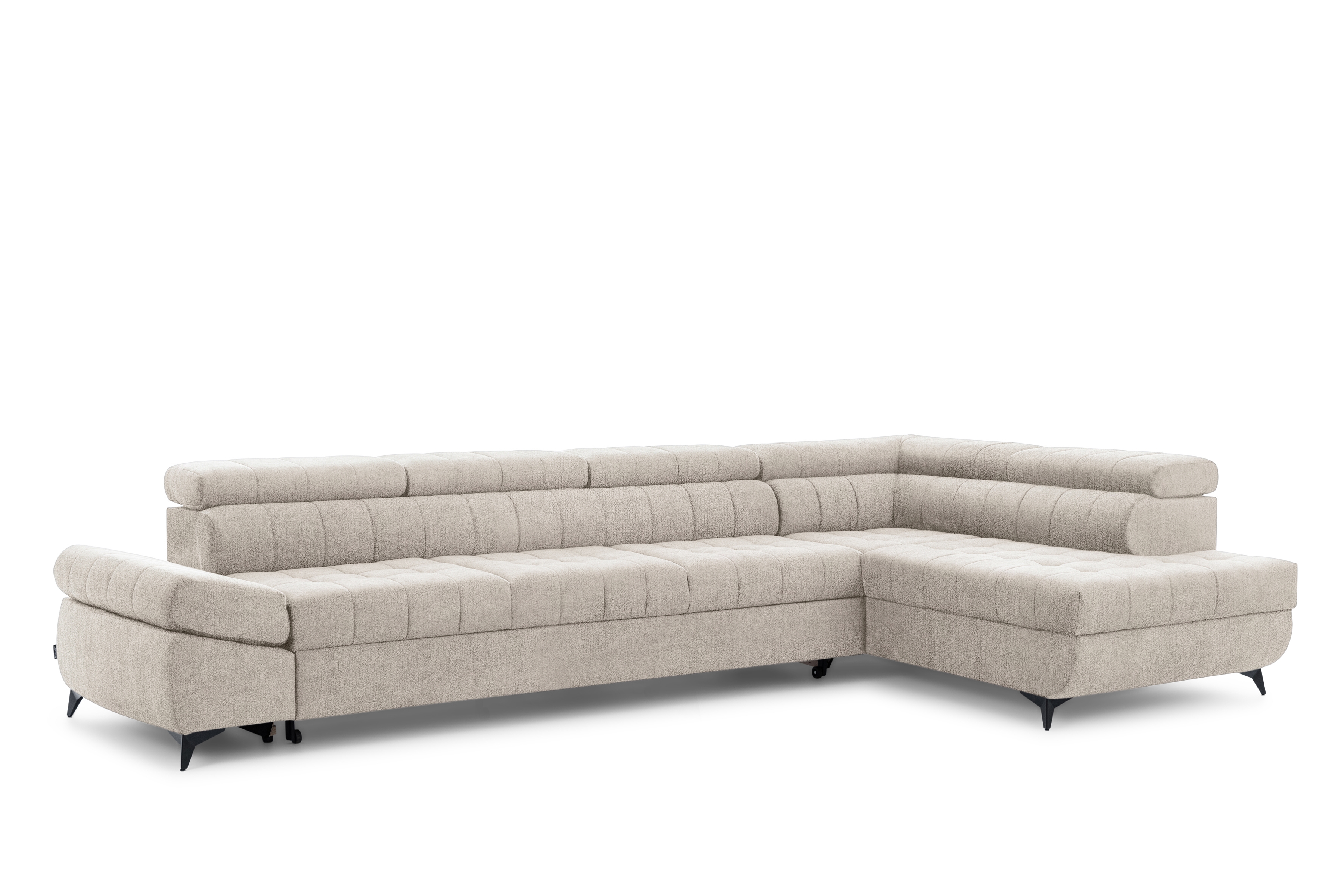 Rozkládací rohová sedací souprava Valoris Maxi pravá - béžová Perfect Harmony 07 Rohová sedací souprava pravá Valoris Maxi rozkládací - béžová šenil Perfect Harmony 07