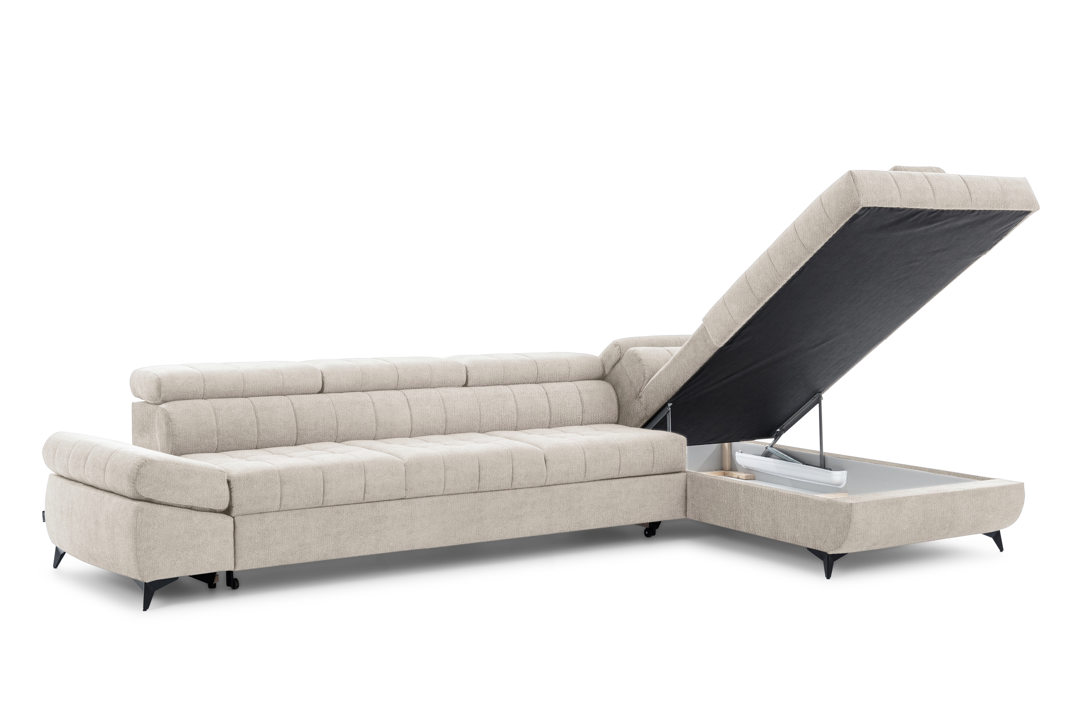 Rozkládací rohová sedací souprava Valoris Maxi pravá - béžová Perfect Harmony 07 Rohová sedací souprava pravá Valoris Maxi rozkládací - béžová šenil Perfect Harmony 07